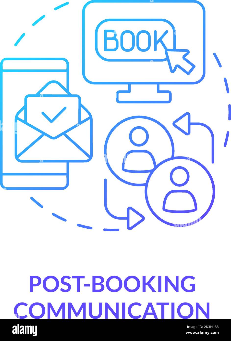 Post-booking communication blue gradient concept icon Stock Vector