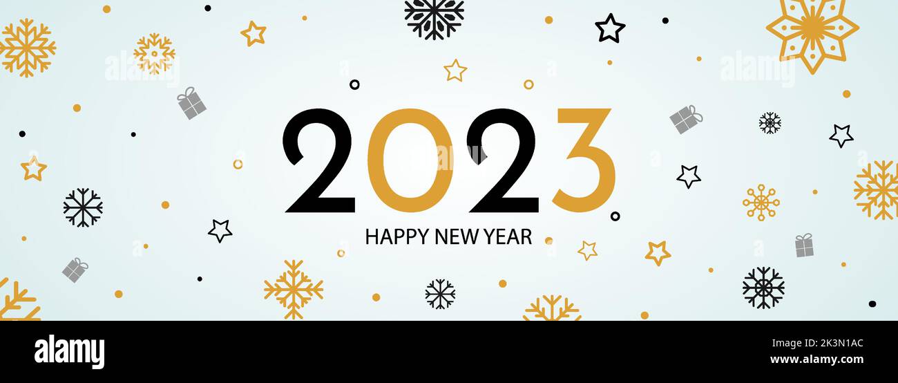 2023 Happy New Year Banner. Holiday illustration Stock Vector