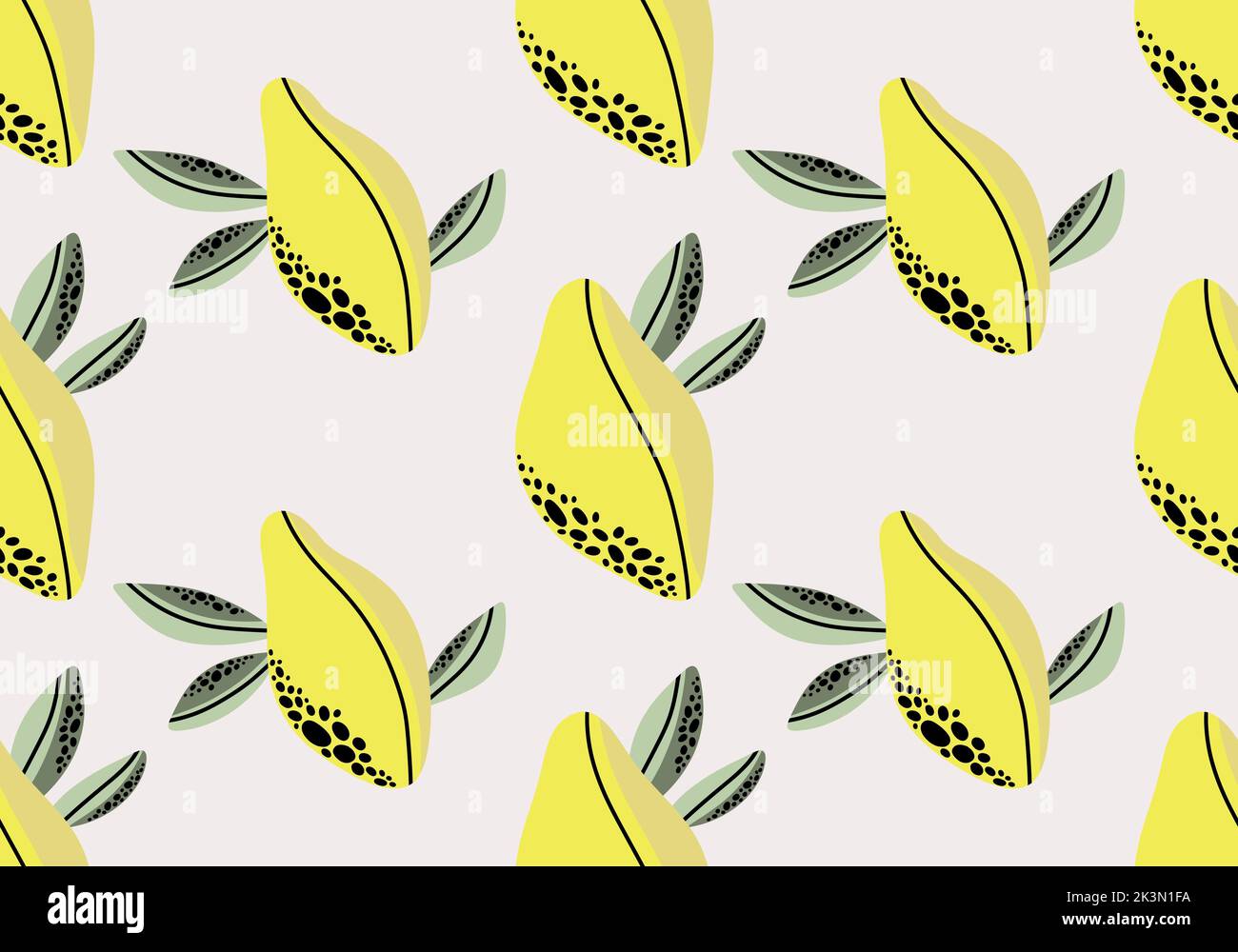 Summer fruit seamless doodle cartoon polka dots lemon pattern for ...