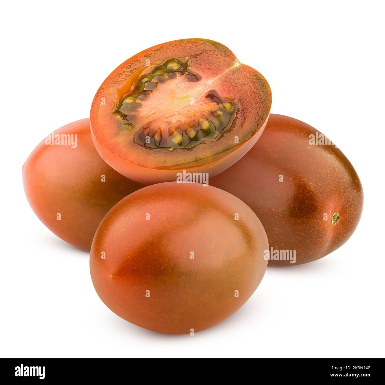 kumato black tomato, cherry, isolated on white background, clipping path, full depth of field Stock Photo