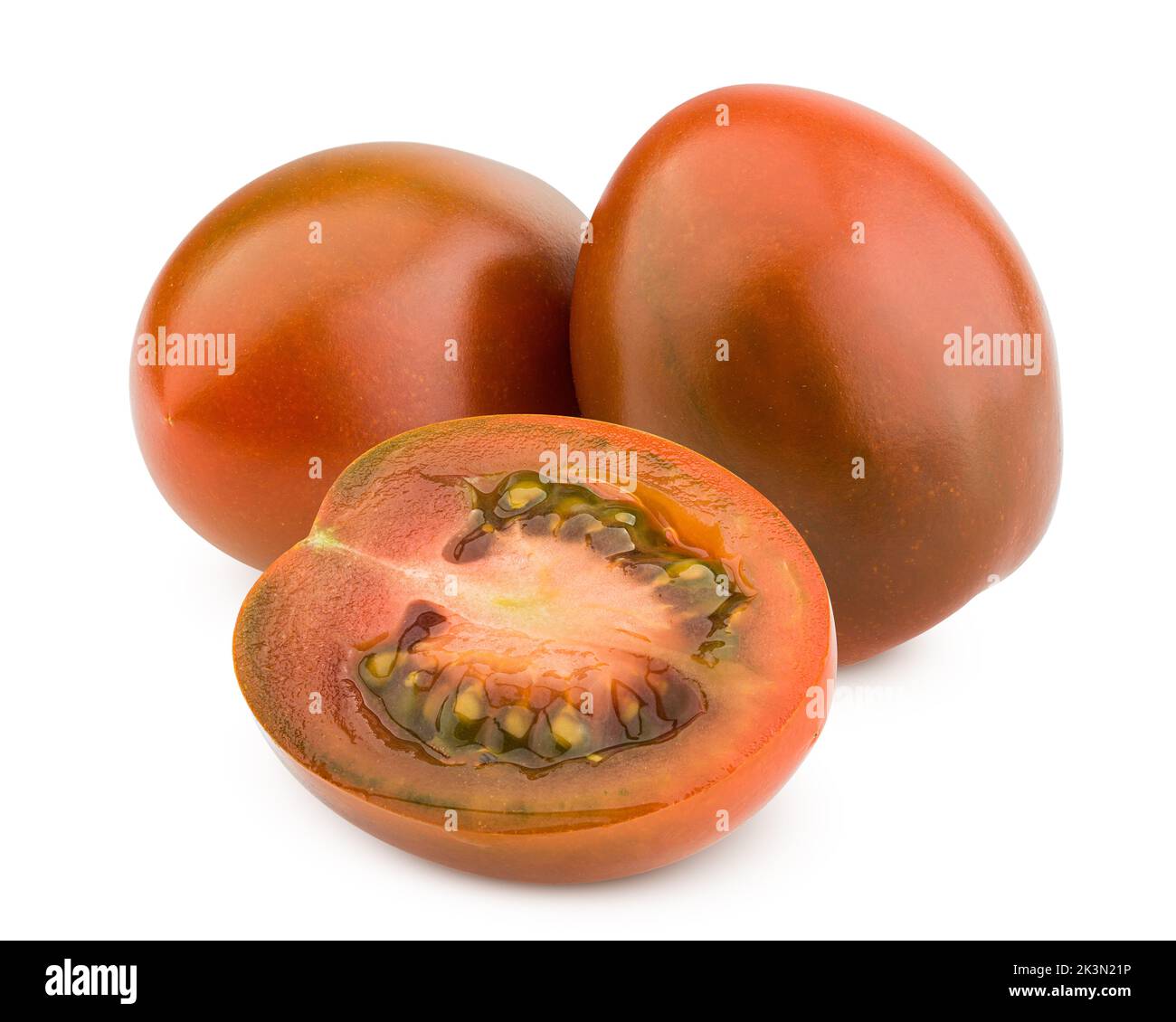 kumato black tomato, cherry, isolated on white background, clipping path, full depth of field Stock Photo