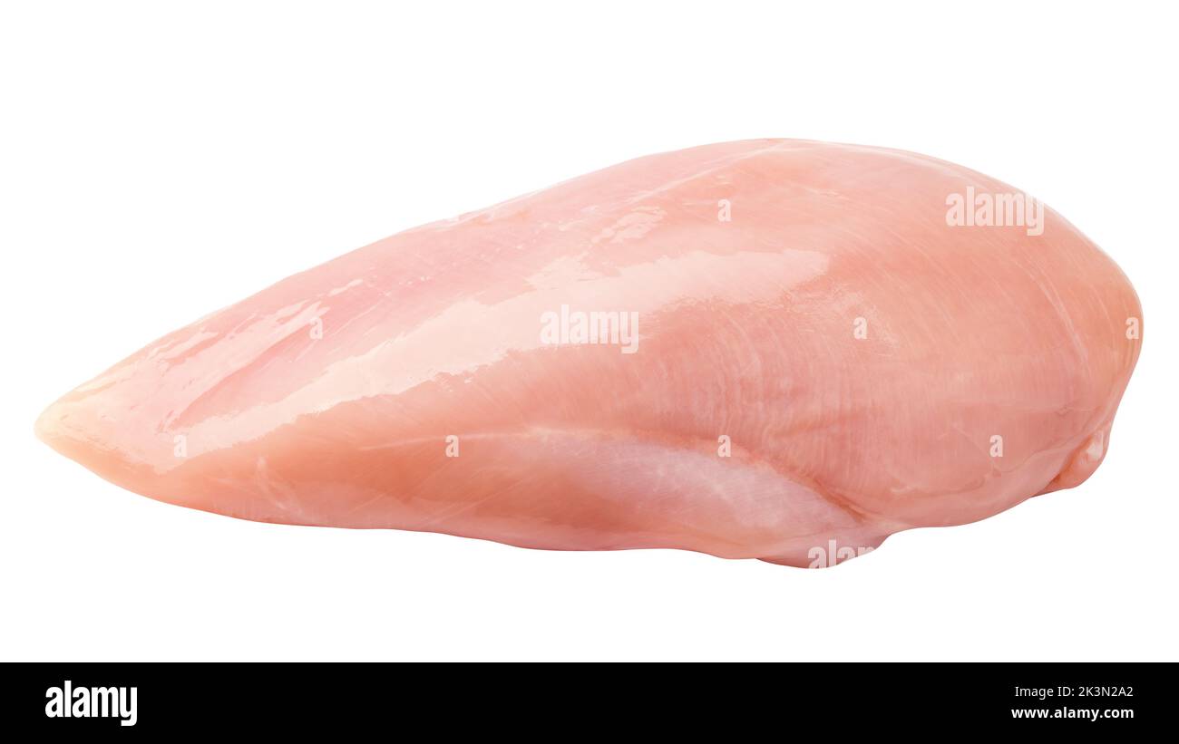 Raw chicken breast, fillet, isolated on white background, clipping path, full depth of field Stock Photo
