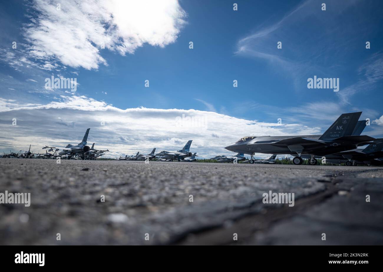 U.S. Air Force fighter aircraft assemble for a capabilities