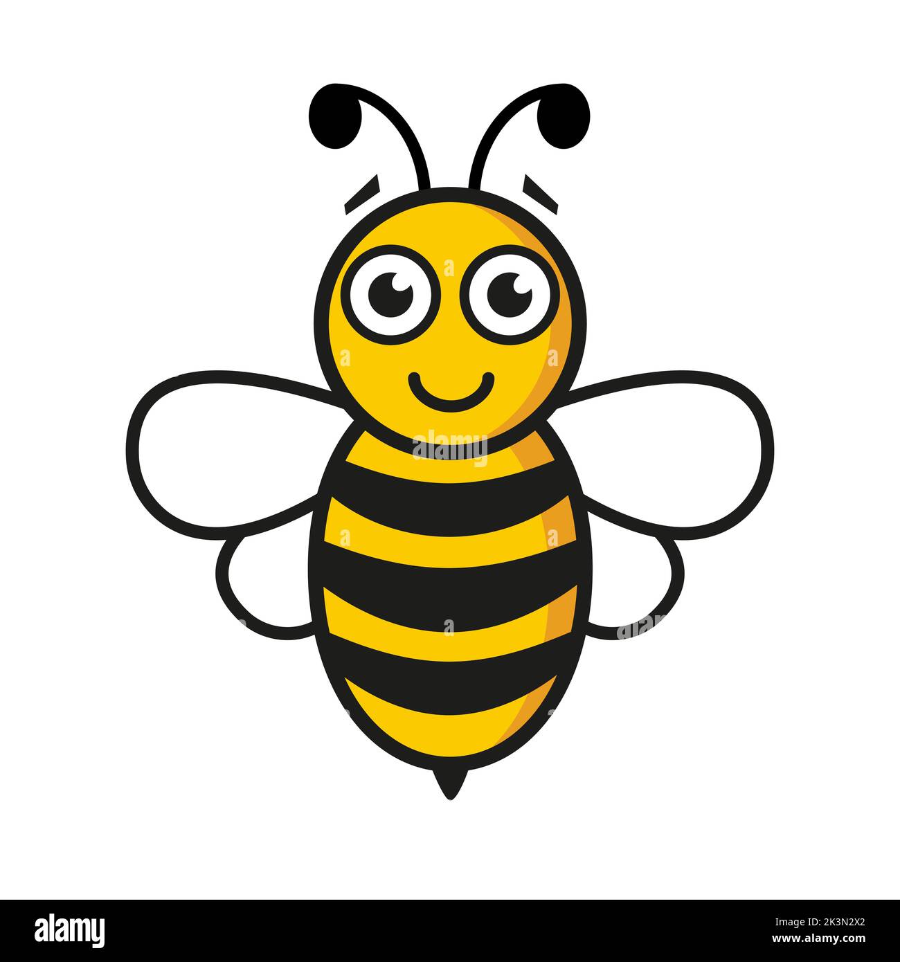 Bee character. Happy bumblebee insect. Vector illustration isolated on white. Stock Vector