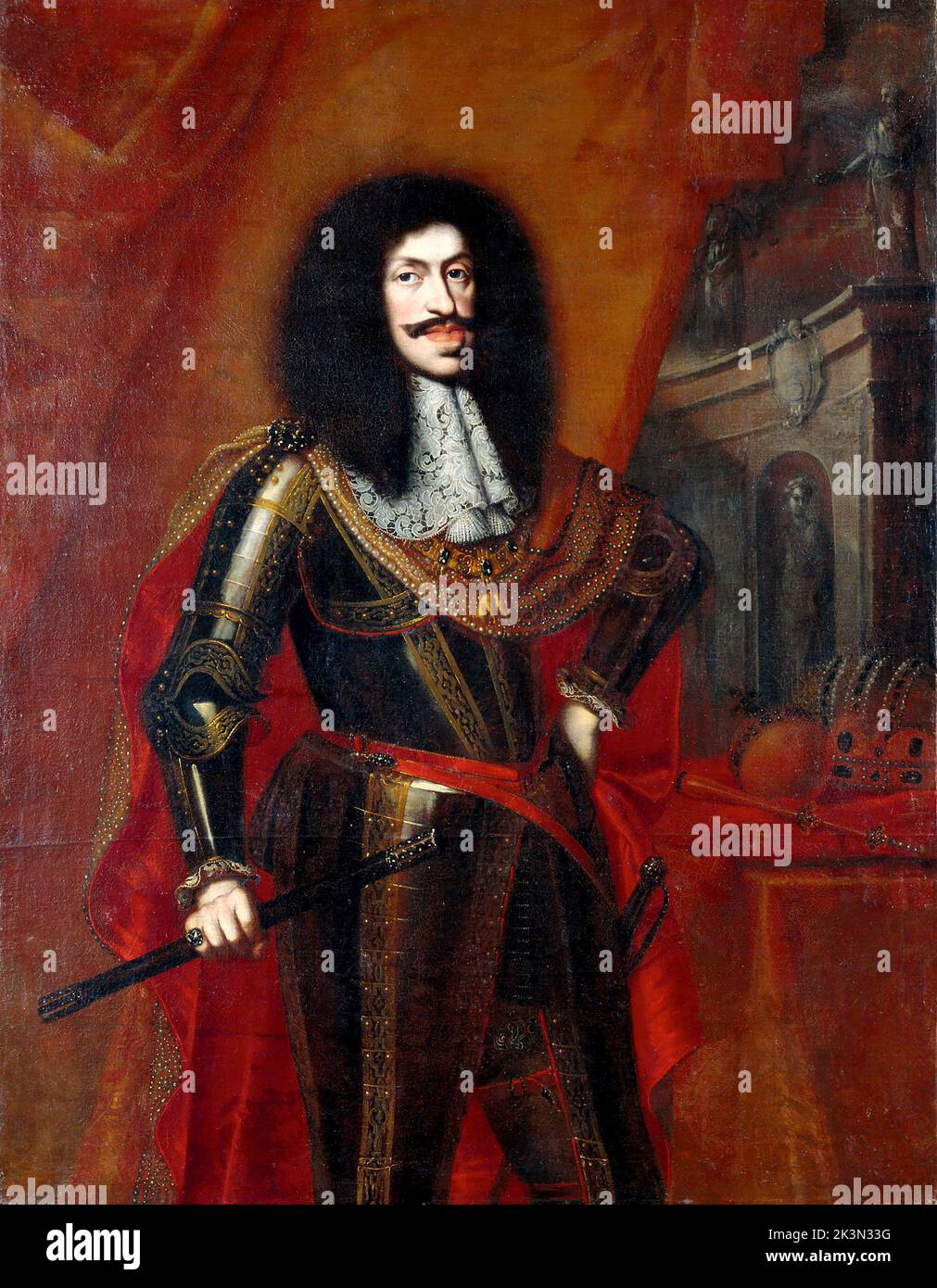 Leopold I (1640 – 1705) Holy Roman Emperor, King of Hungary, Croatia, and Bohemia. The second son of Ferdinand III, Holy Roman Emperor, by his first wife, Maria Anna of Spain, Painting by Benjamin von Block Stock Photo