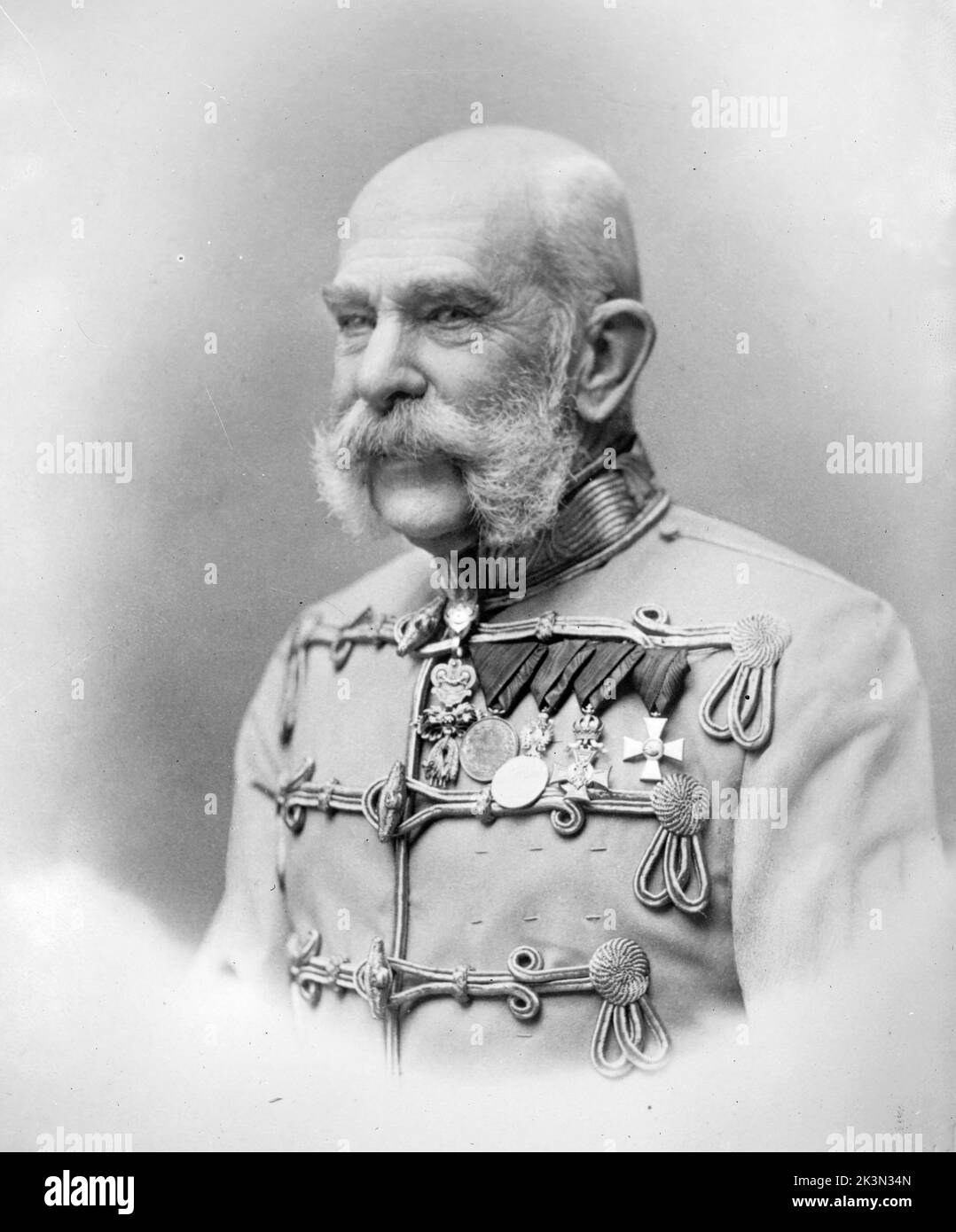 Franz Josef of Austria, in uniform Franz Joseph I or Francis Joseph I (German: Franz Joseph Karl, Hungarian: Ferenc József Károly, 18 August 1830 – 21 November 1916) was Emperor of Austria, King of Hungary, and the other states of the Austro-Hungarian Empire from 2 December 1848 until his death.[1] From 1 May 1850 to 24 August 1866 he was also President of the German Confederation. He was the longest-reigning ruler of the Austro-Hungarian Empire, as well as the longest-reigning emperor and seventh-longest-reigning monarch of any country in history.[2] Stock Photo