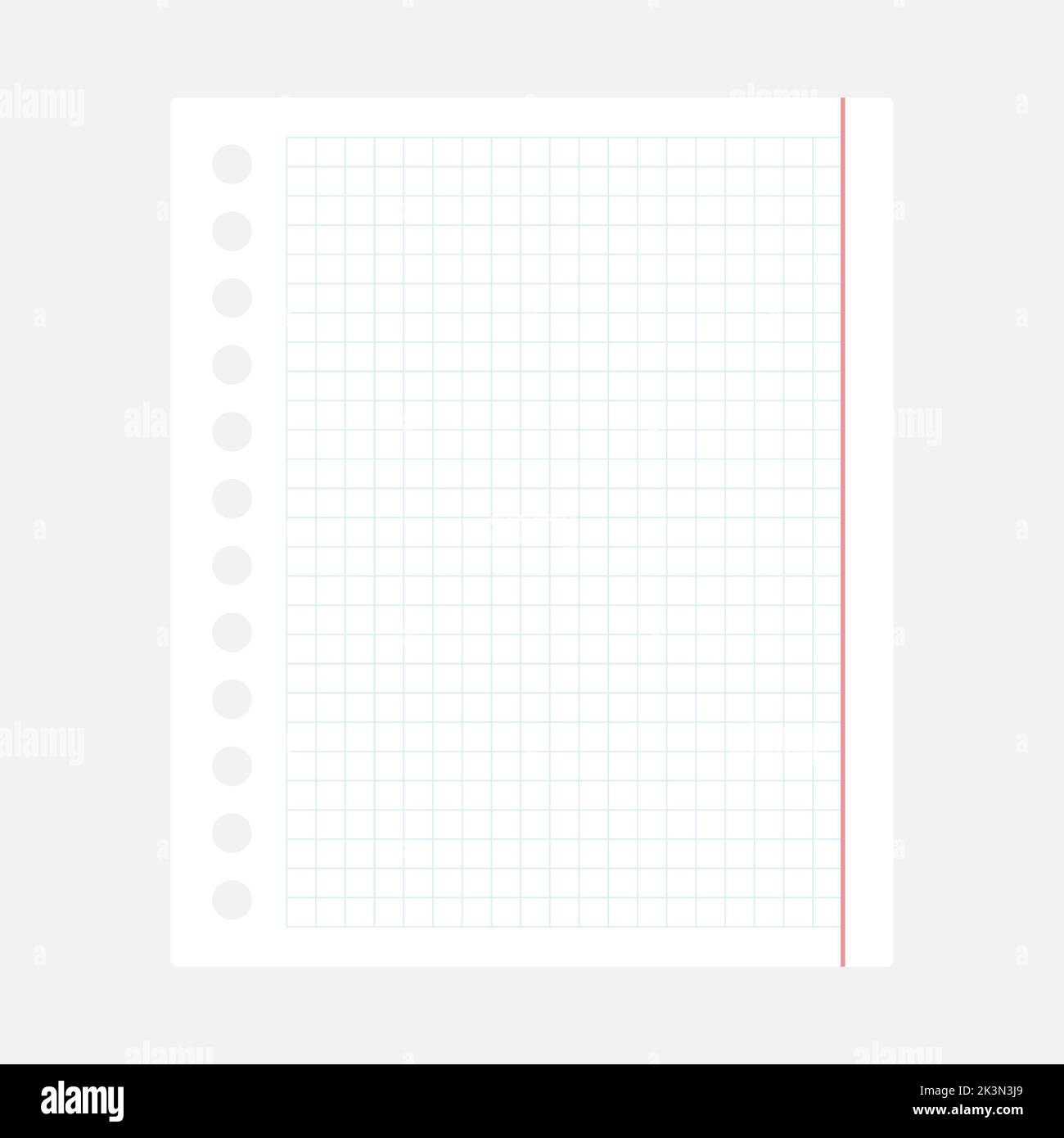 Squared clean notepaper. Paper blank empty sheet. Vector isolated on
