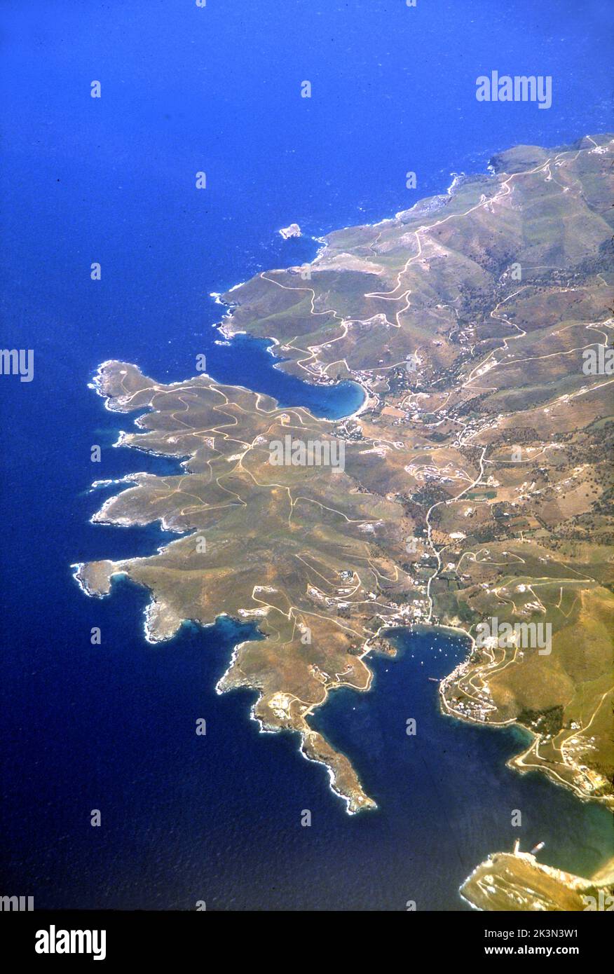 Aerial view of the Greek island Crete in the Aegean Sea. Stock Photo