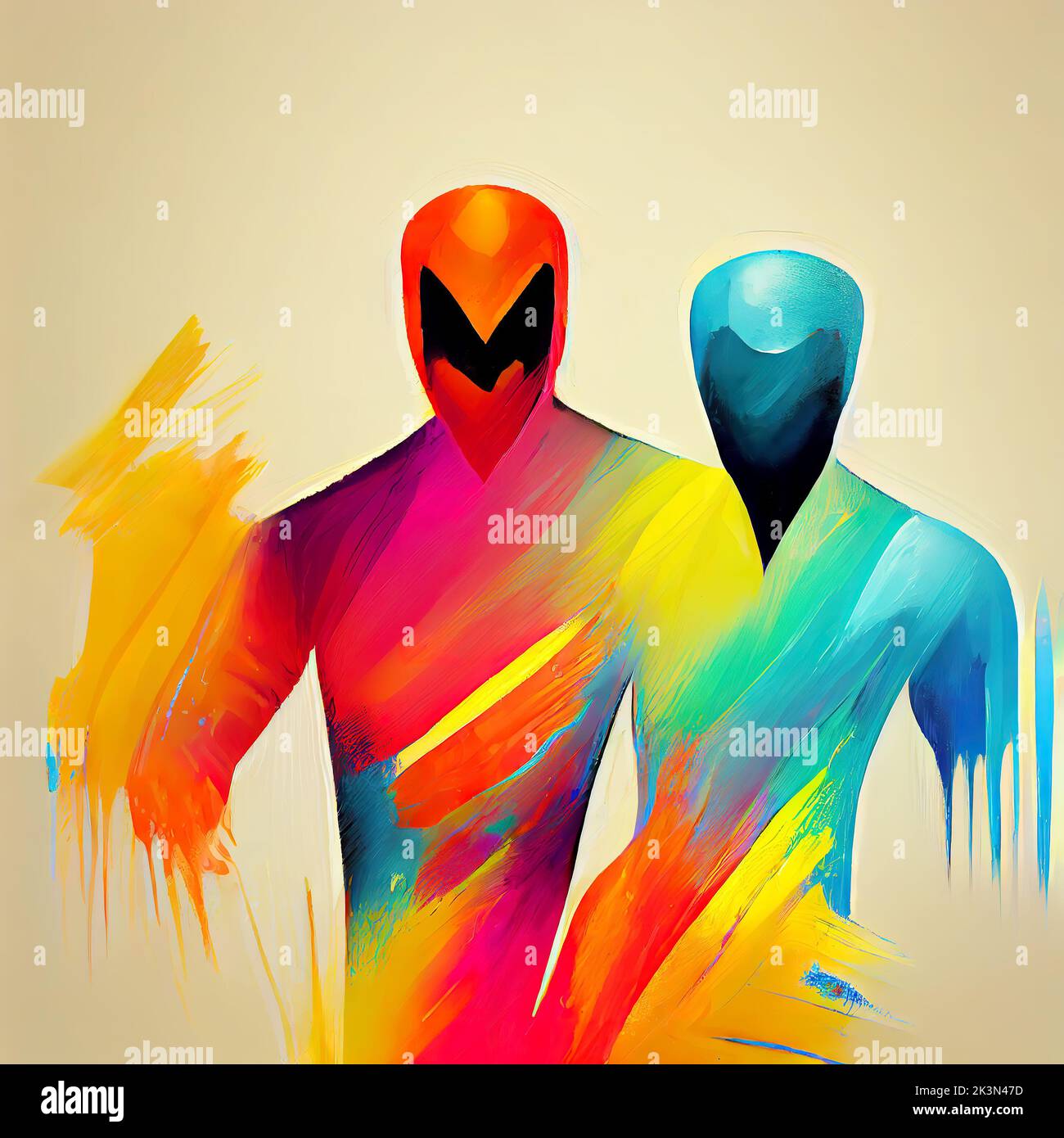 Figure In Color Male figures in rainbow colors illustration. Digital illustration Stock ...