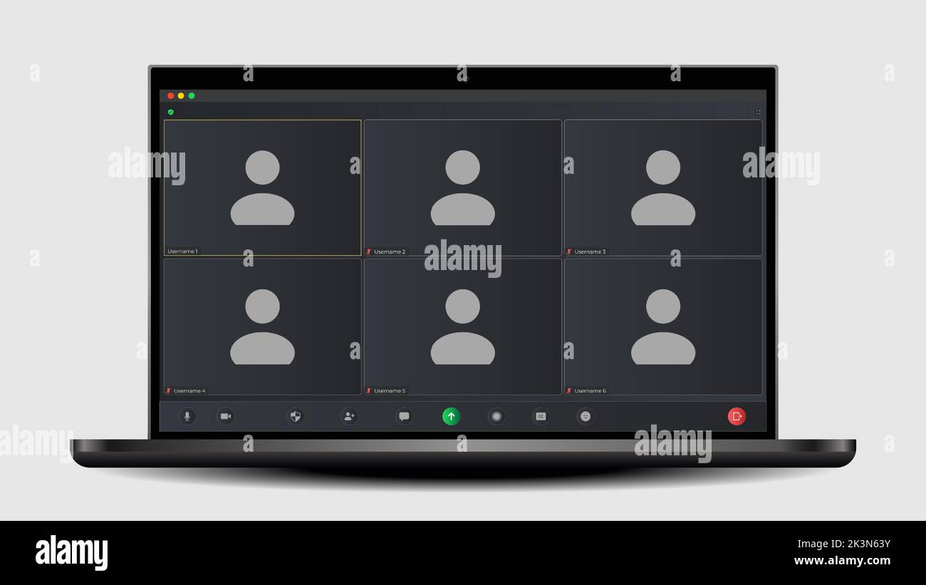 Online video call interface template with user icon. Online conference ...