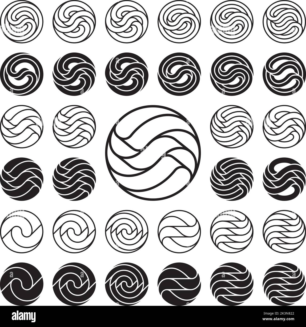 Logo Template. Set of Wavy Circle Logo Templates. Vector Illustration