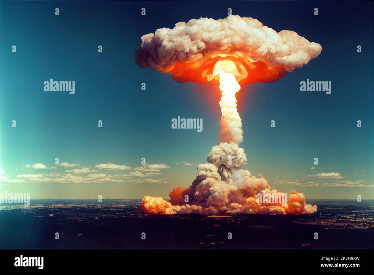 A nuclear explosion in a dystopian reality Stock Photo