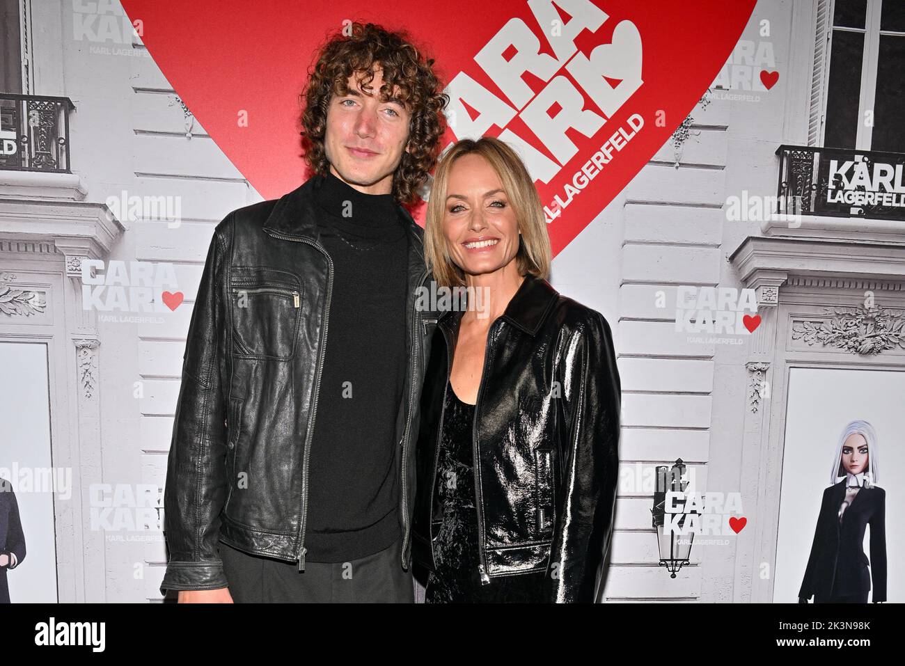 Paris, France, September 27, 2022. Amber Valletta and her son Auden McCaw attending the Cara Loves Karl party during Paris Fashion Week in Paris, France on September 27, 2022. Photo by Julien Reynaud/APS-Medias/ABACAPRESS.COM Stock Photo