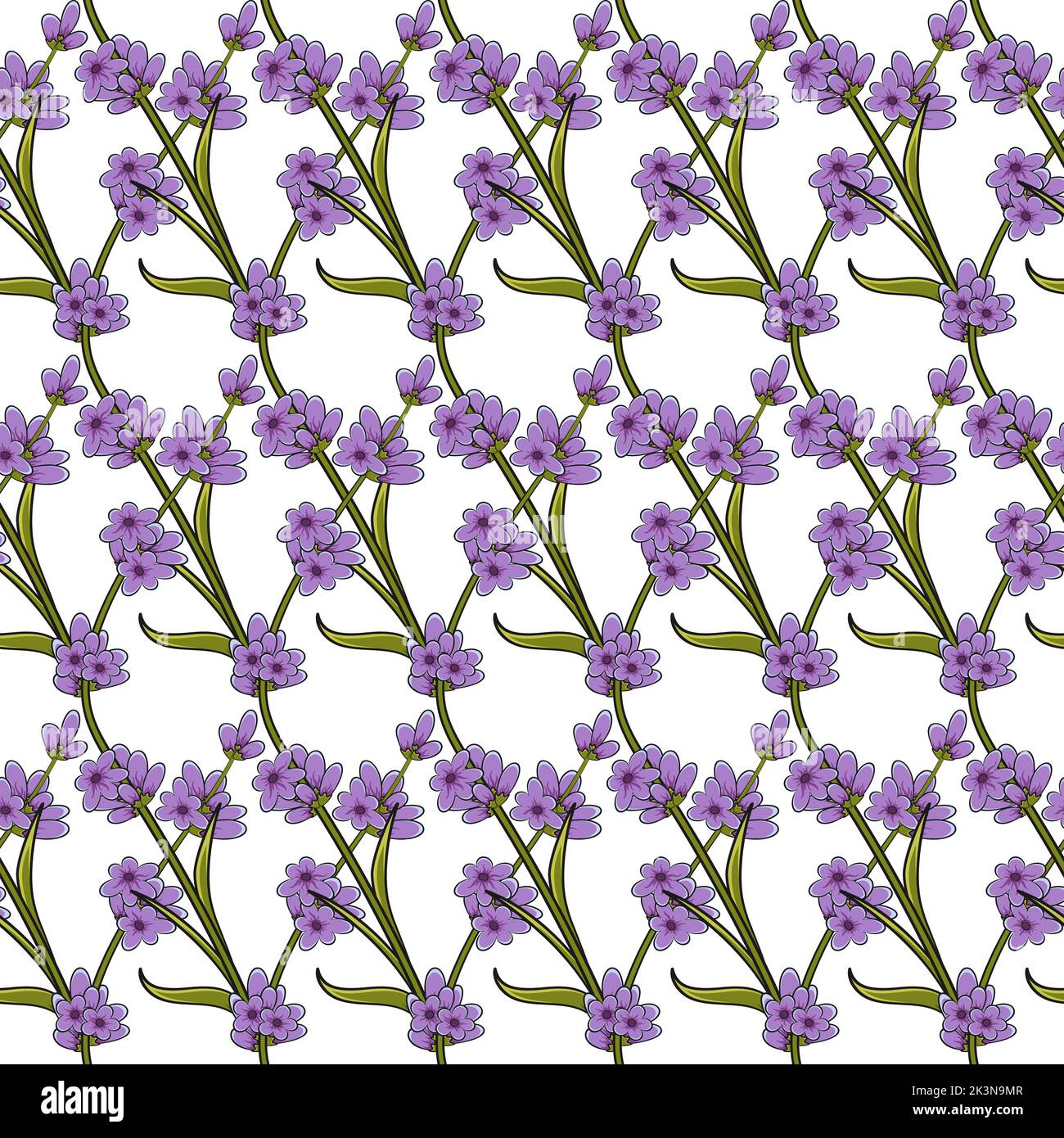 Seamless pattern with lavender sprigs. Vector floral background on white. Stock Vector