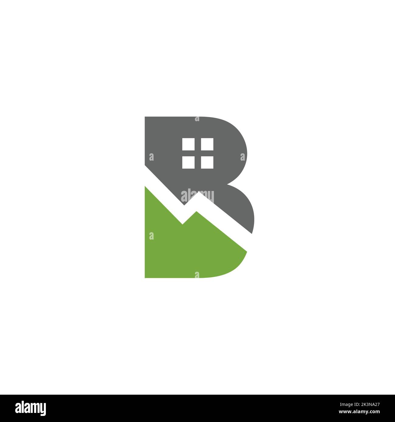 The two-colored capital letter B isolated on white background. Estate and banking concept. Stock Vector