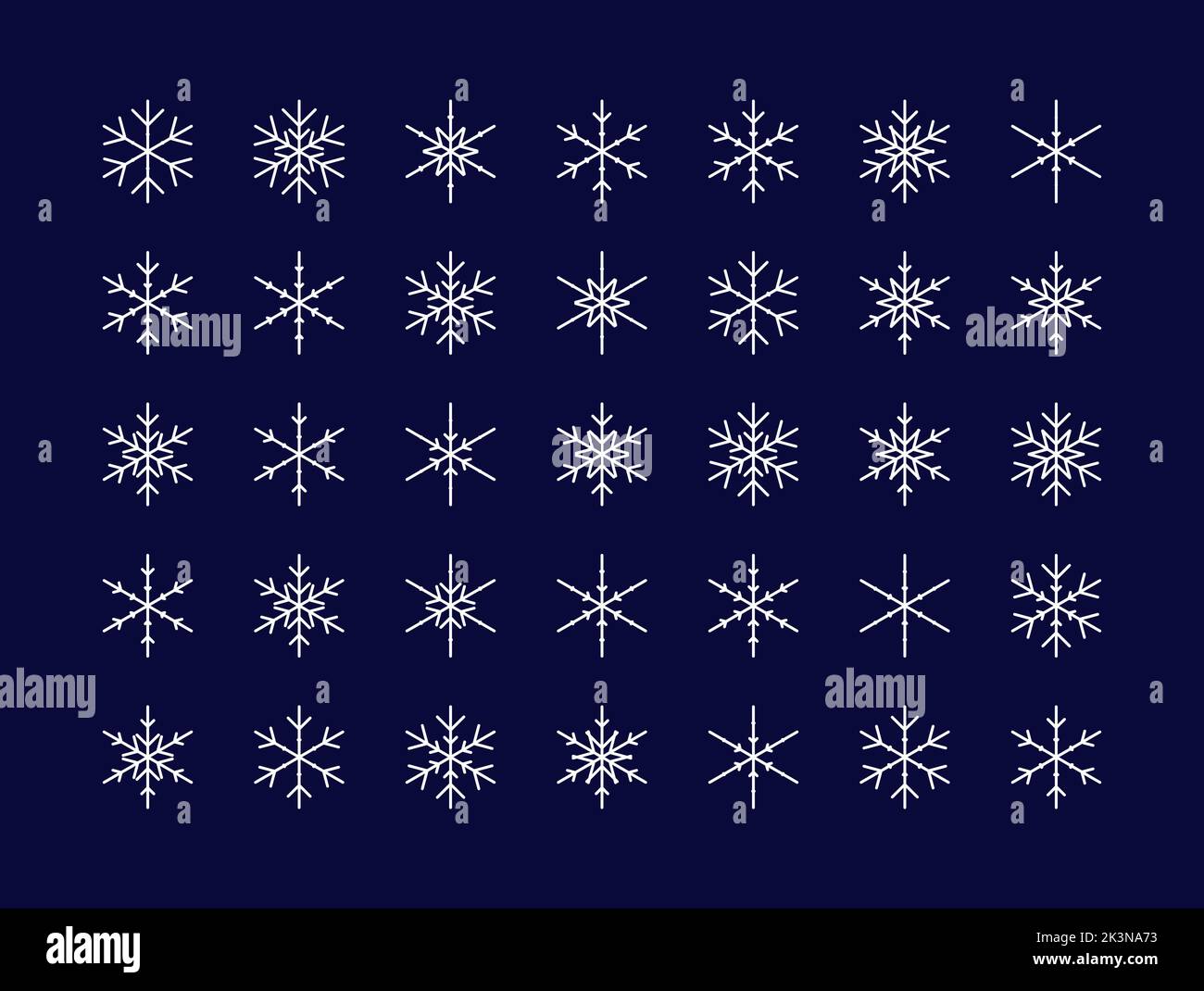 Vector set of different snowflakes. Vector illustration Stock Vector