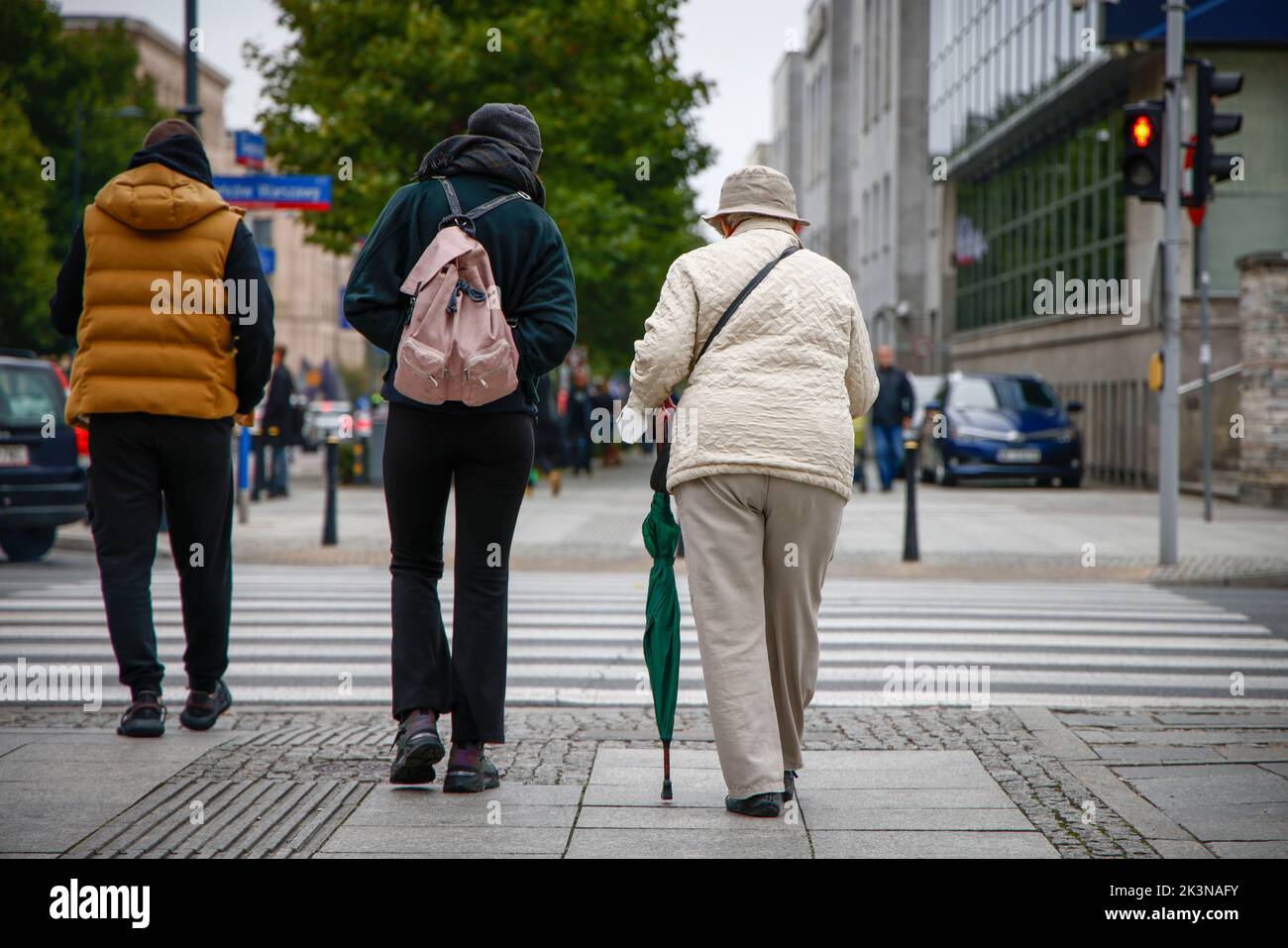 An elderly woman and a younger woman walk side by side in Warsaw, Poland on 27 September, 2022. Poland's agein population has sharply decreased Poland's agein population has sharply decreased in just the last decade, declining by nearly Poland's agein population has sharply decreased in just the last decade, declining by nearly half a million. The country's population is also ageing Poland's agein population has sharply decreased in just the last decade, declining by nearly half a million. The country's population is also ageing with every fifth citizen being 65 years or over according to the Stock Photo