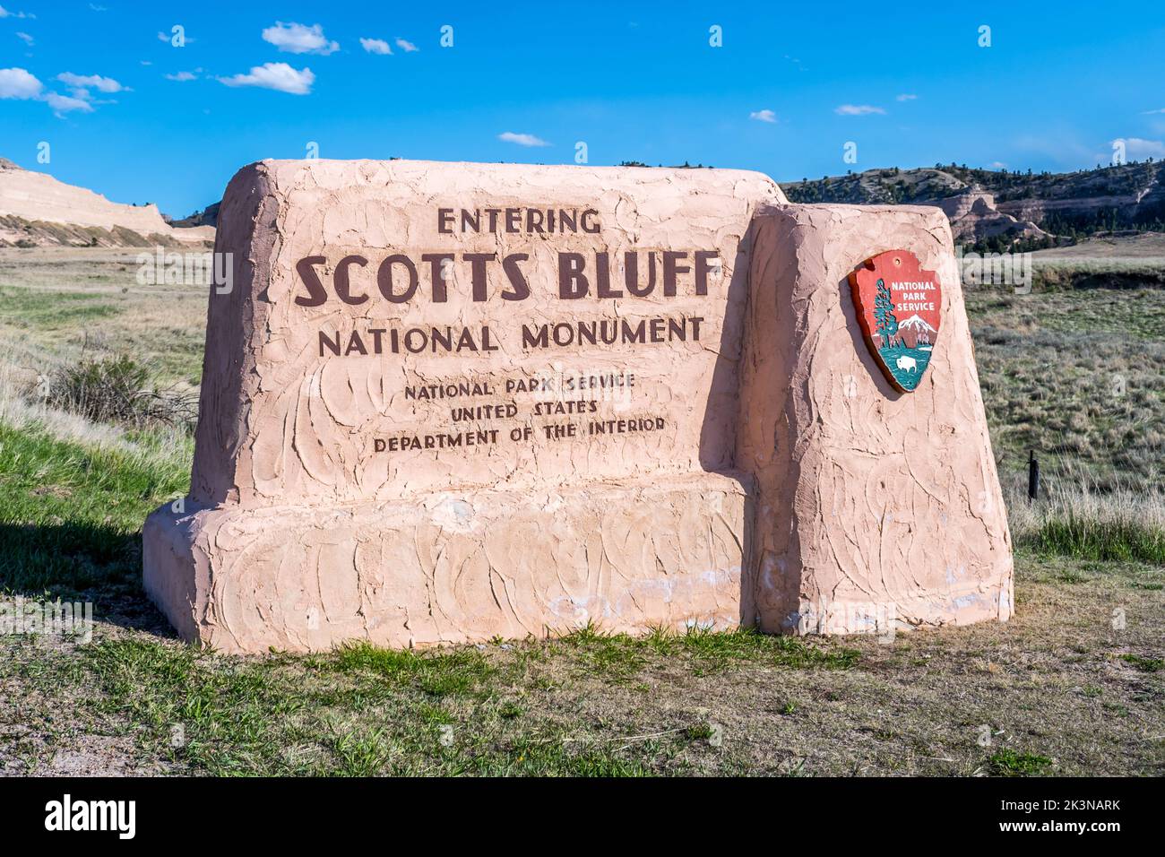 An entrance road going to Scotts Bluffs National Monument, Nebraska Stock Photo