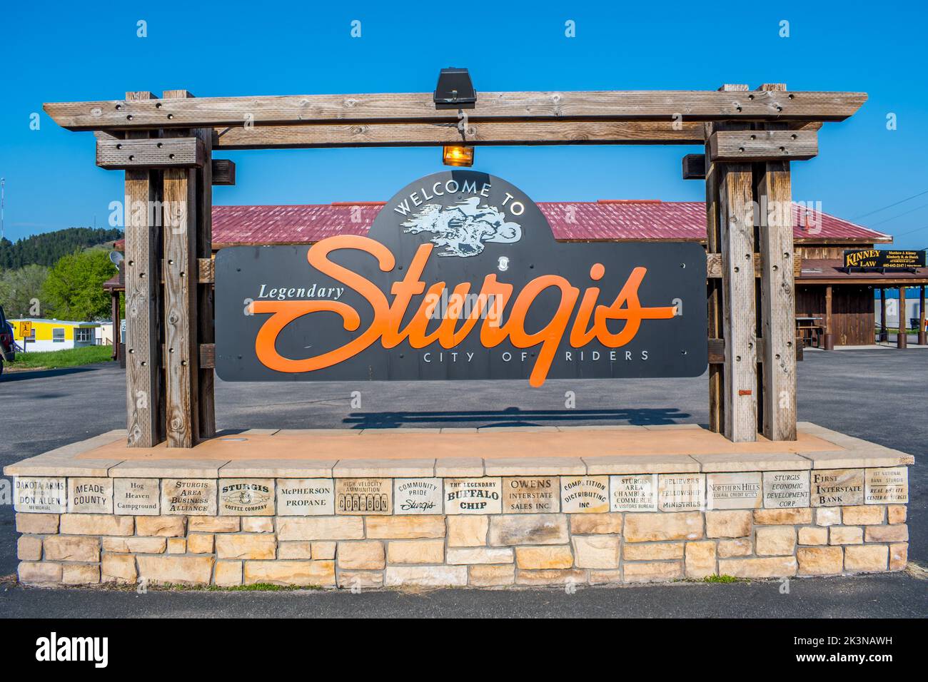 An entrance road going to Sturgis, South Dakota Stock Photo