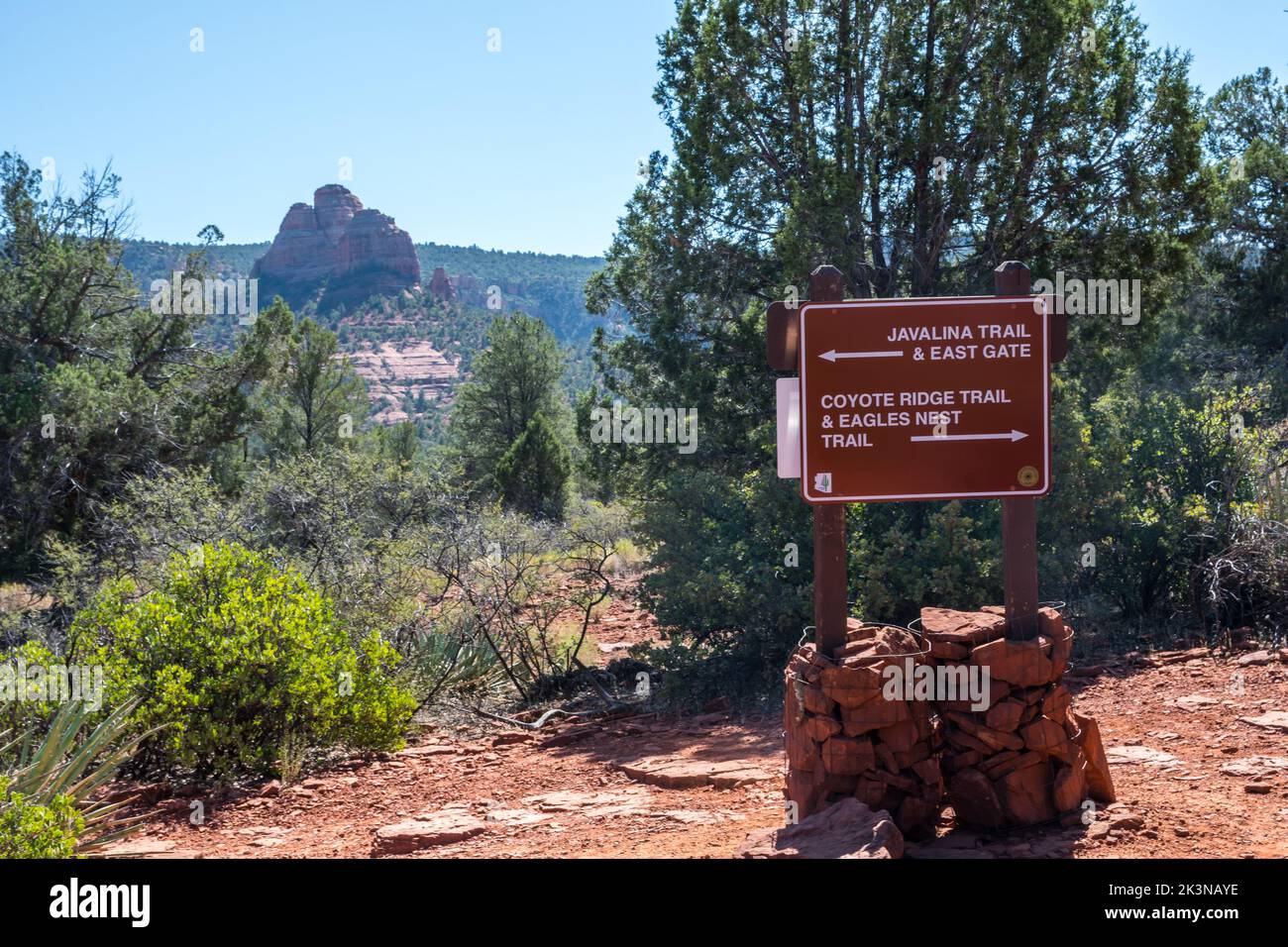 A description board for the trails in Sedona, Arizona Stock Photo
