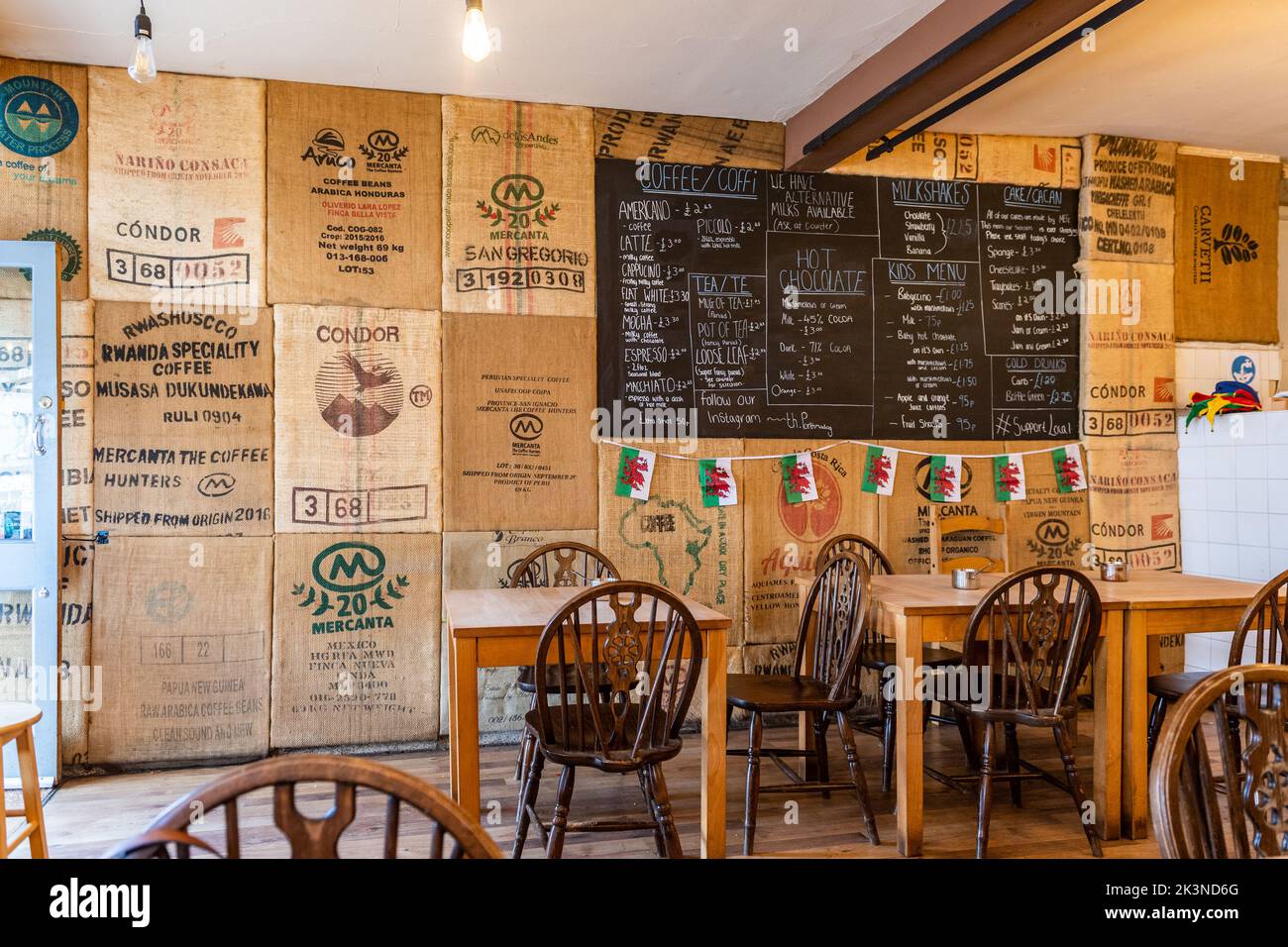 Coffee Shop in Porthmadog, North Wales, UK. Stock Photo