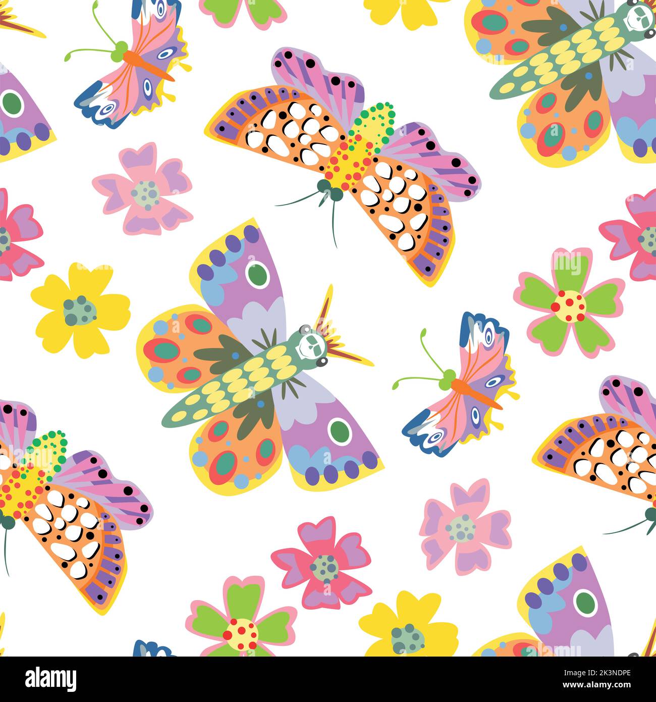 Seamless pattern with butterfly on white background. Vector ...