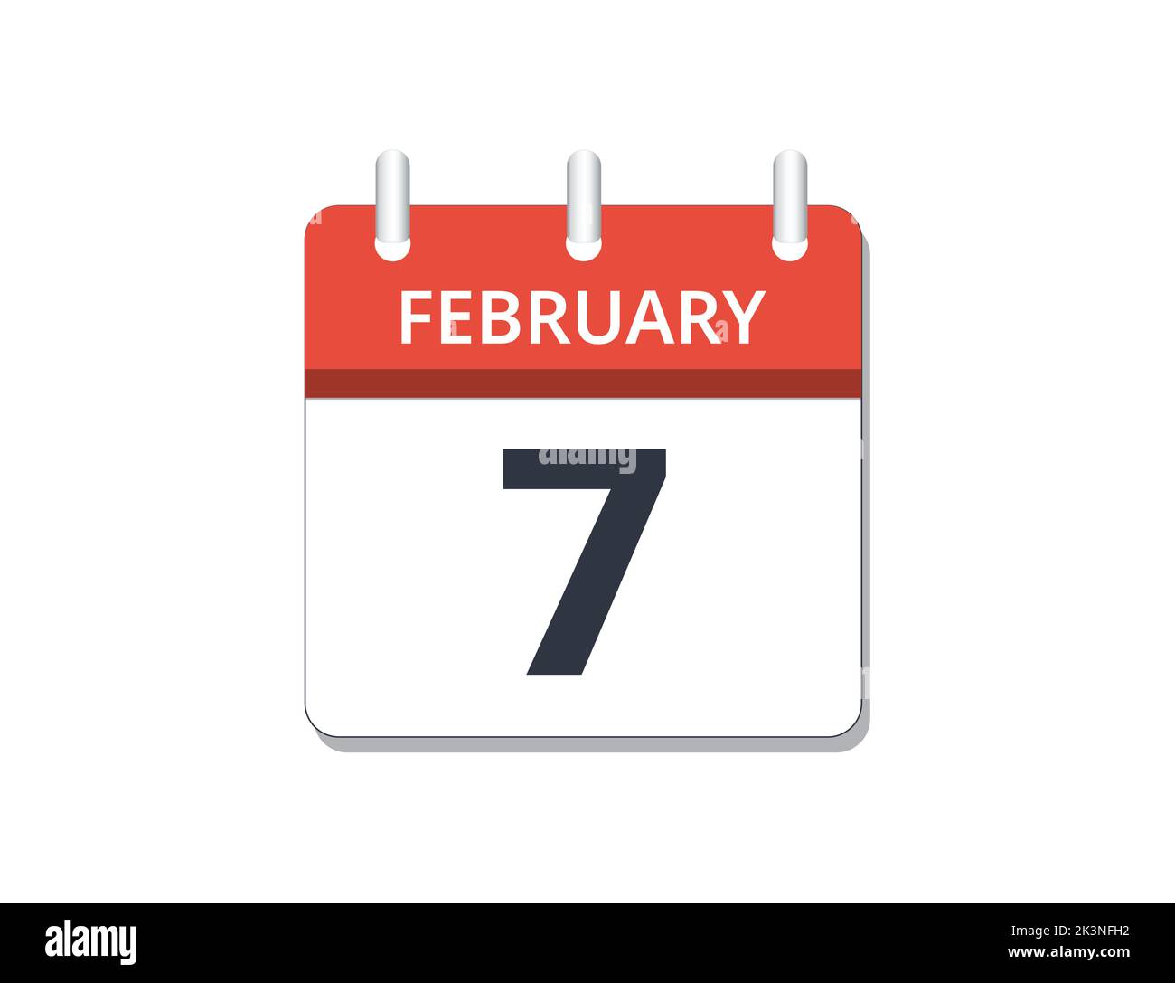 February, 7th calendar icon vector, concept of schedule, business and tasks Stock Vector