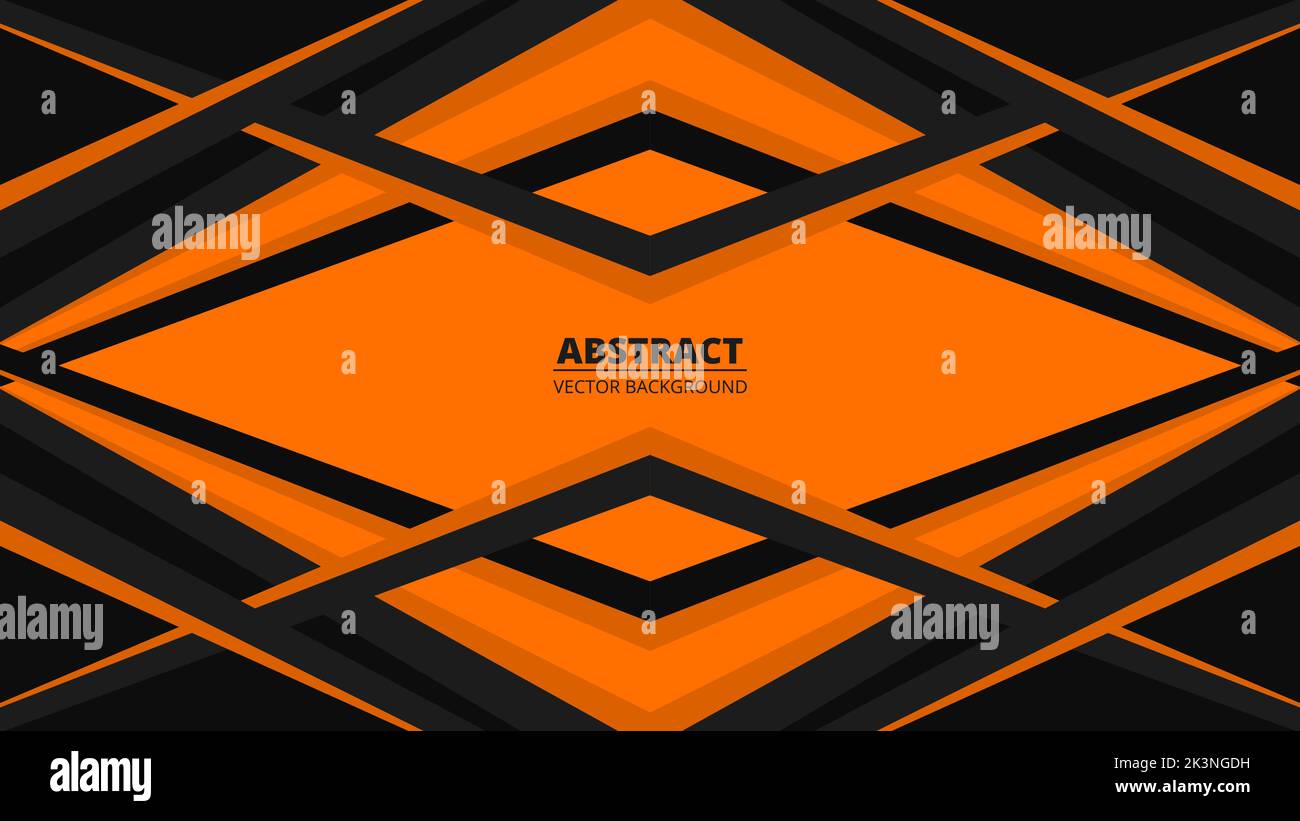 Vector black and orange abstract horizontal banner with lines and ...