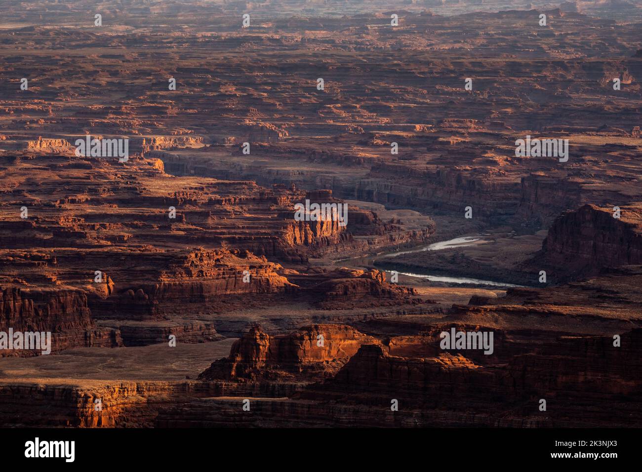 The Colorado River Passes Through Red Cliffs Outside Canyonlands Stock Photo