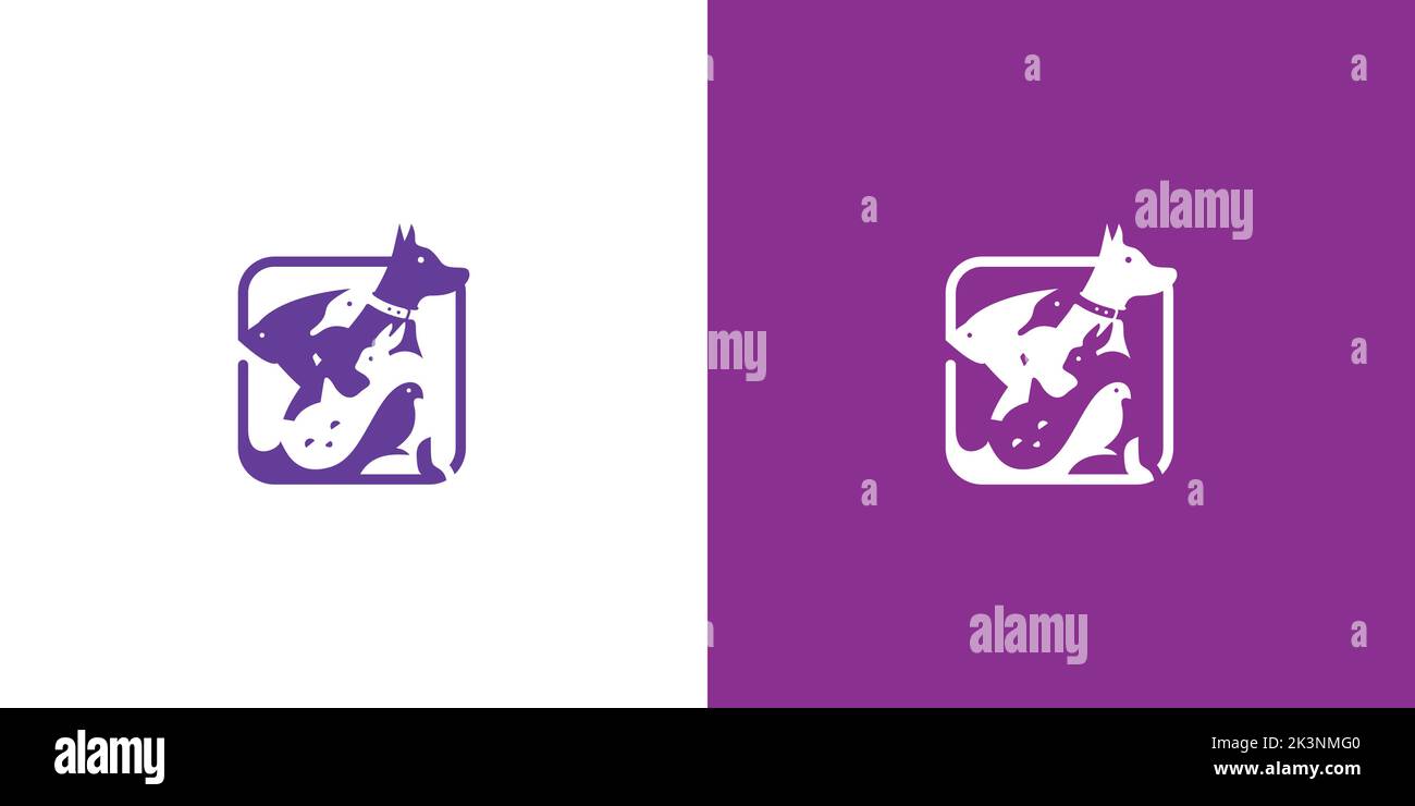 An editable animal logo on a white and purple background - suitable for ...