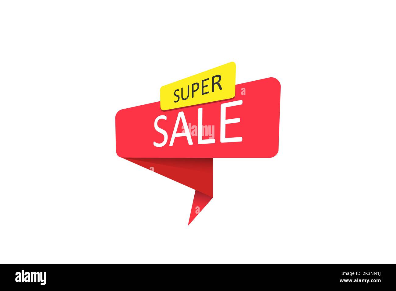 Super sale. A red banner, pointer, sticker, label or speech bubble for apps, websites and creative ideas. Vector design Stock Vector