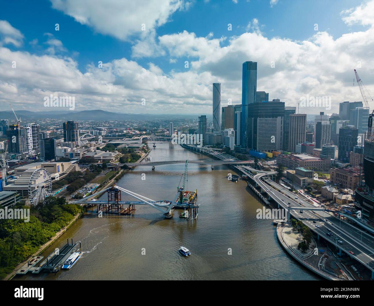 Aerial view of Brisbane city in Australia in morning Stock Photo