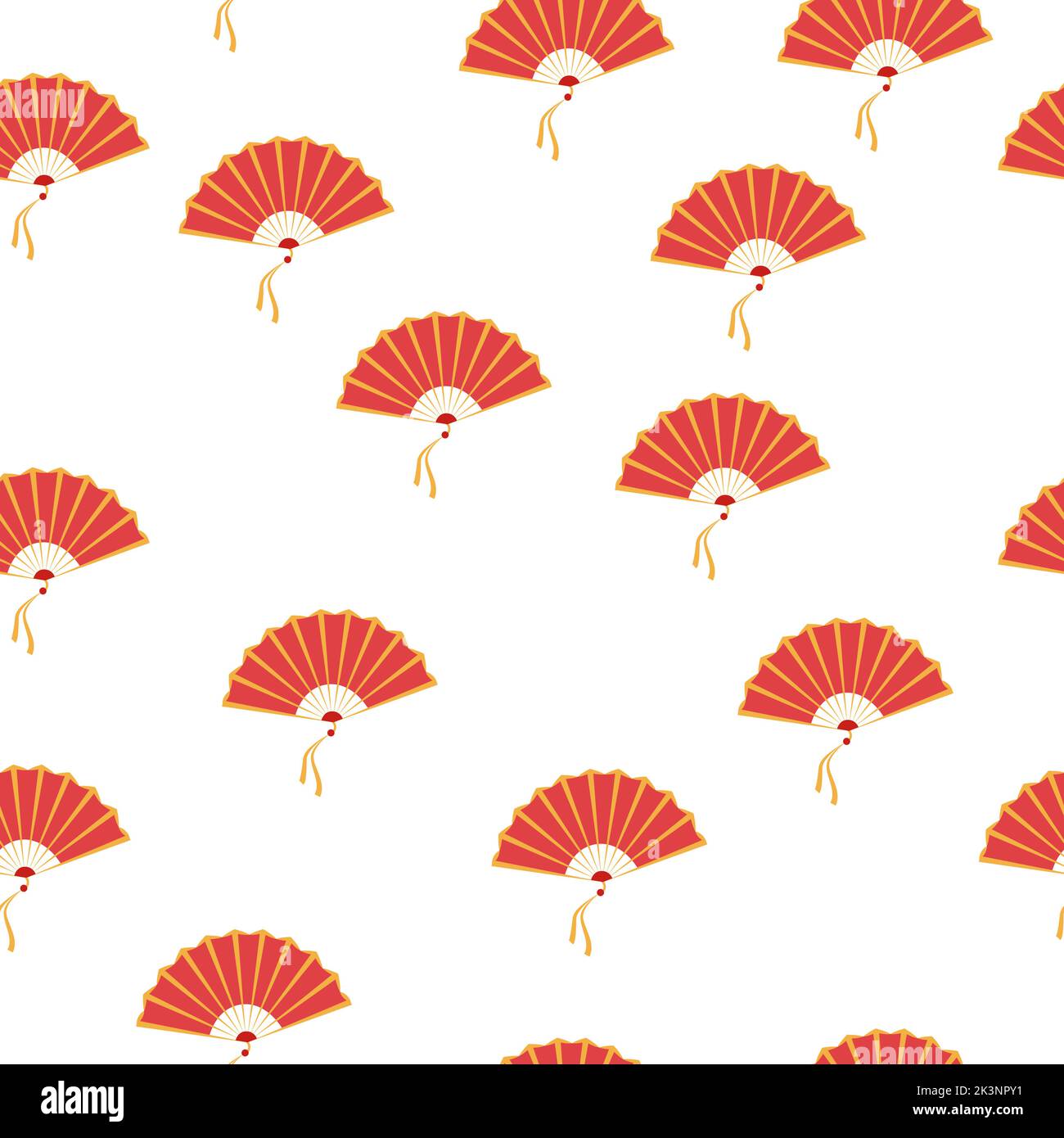 Asian hand fan. Traditional fan seamless pattern isolated on white ...