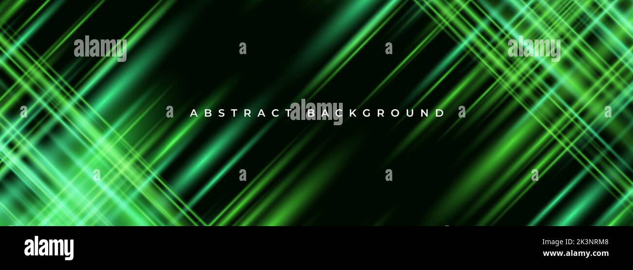 Abstract technology wide background with glowing green neon light ...
