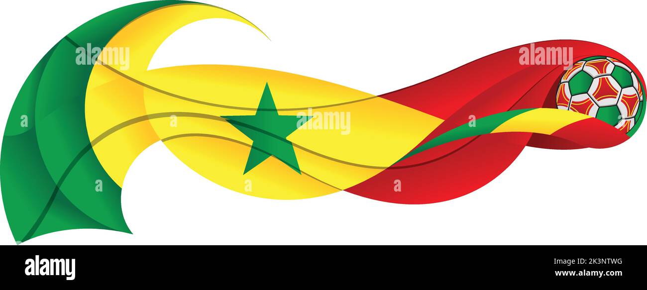 Green yellow and red soccer ball leaving an abstract wavy trail with the colors of the
