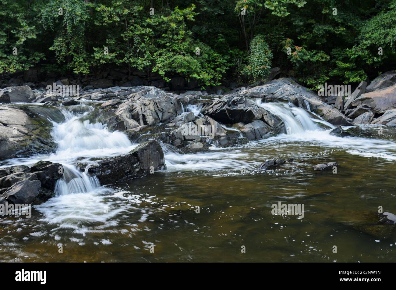 Cascades in the Little Patuxent River outside the Historic Savage Mill, Savage, Maryland, USA Stock Photo