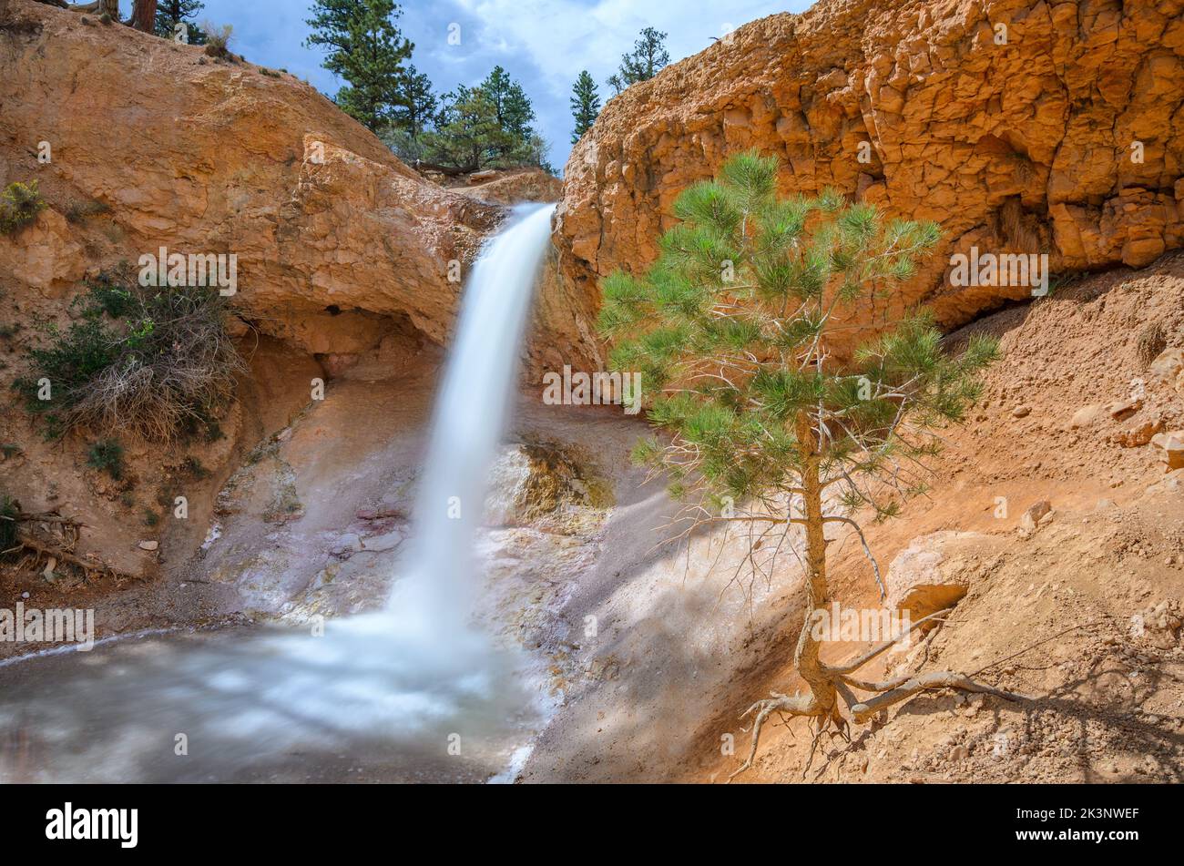 Mossy Cave Waterfall in Bryce Canyon National Park, Utah, USA Stock Photo