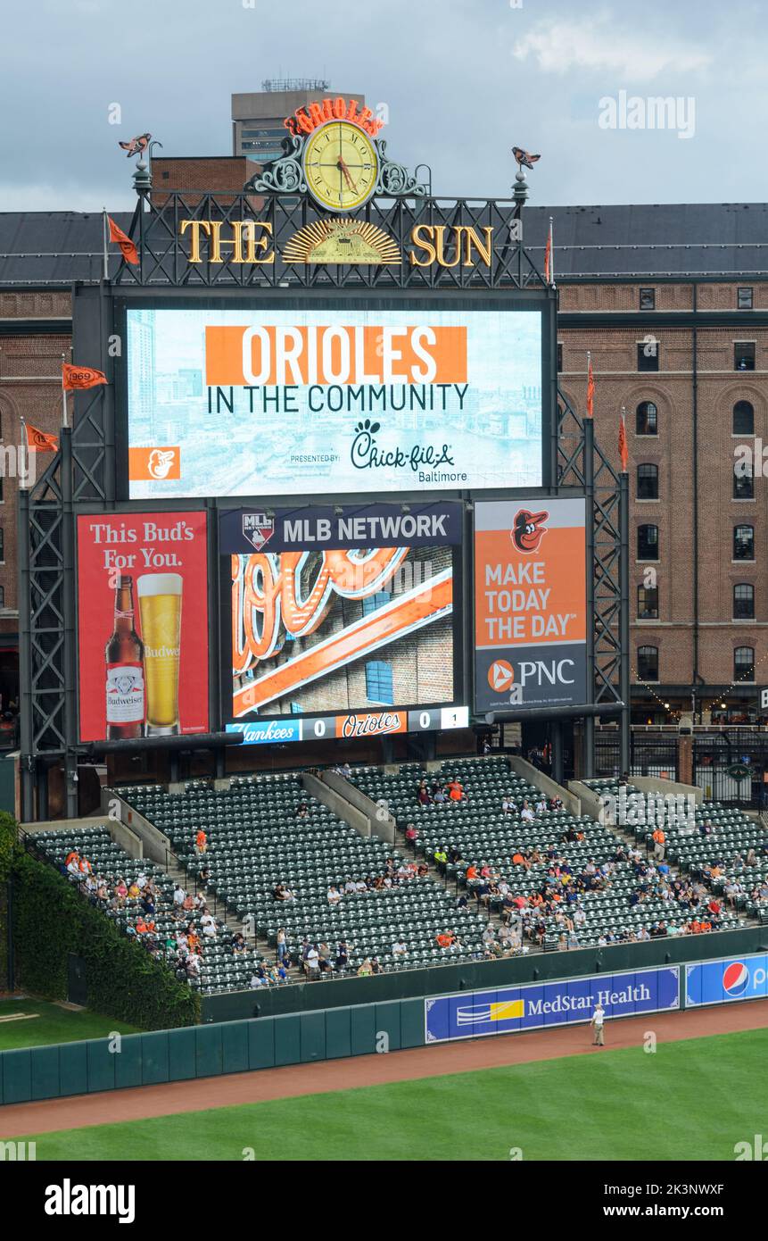 Crowds at Camden Yards at Oriole Park for the Orioles Game in Baltimore, Maryland Stock Photo
