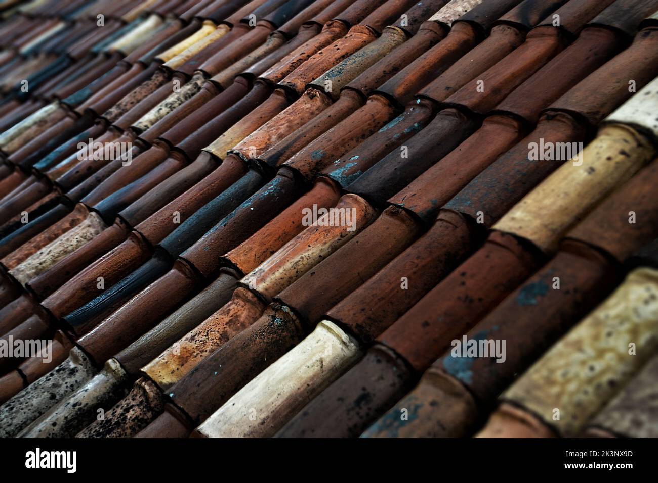 A closeup shot of a colorful roof pattern Stock Photo