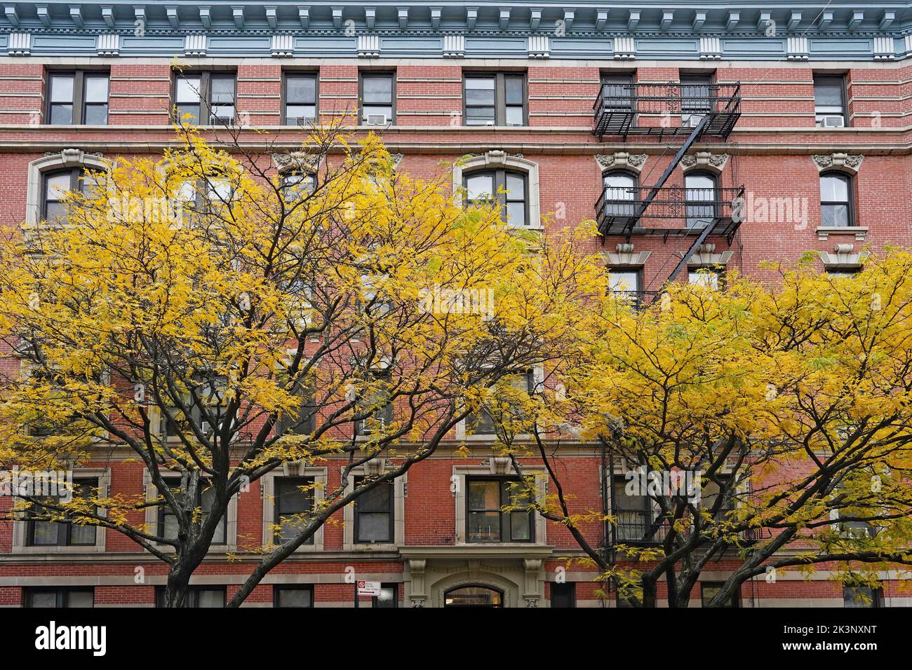 Old Fashioned New York Apartment Building With Ornate Window Frames And