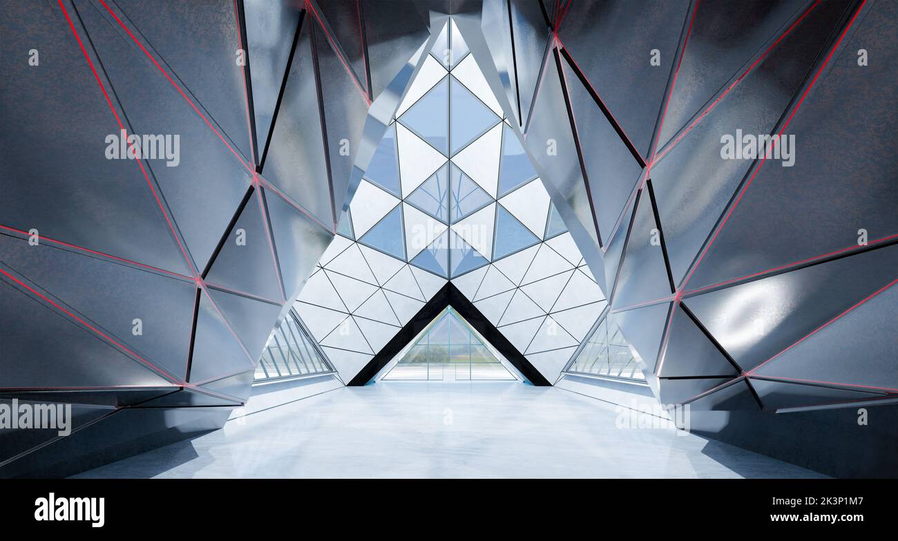 Abstract triangle shape design modern Architecture building interior ...