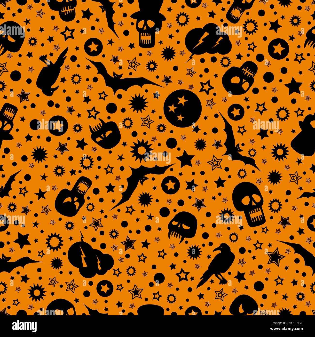 Halloween seamless background with pumpkin and halloween elements on ...