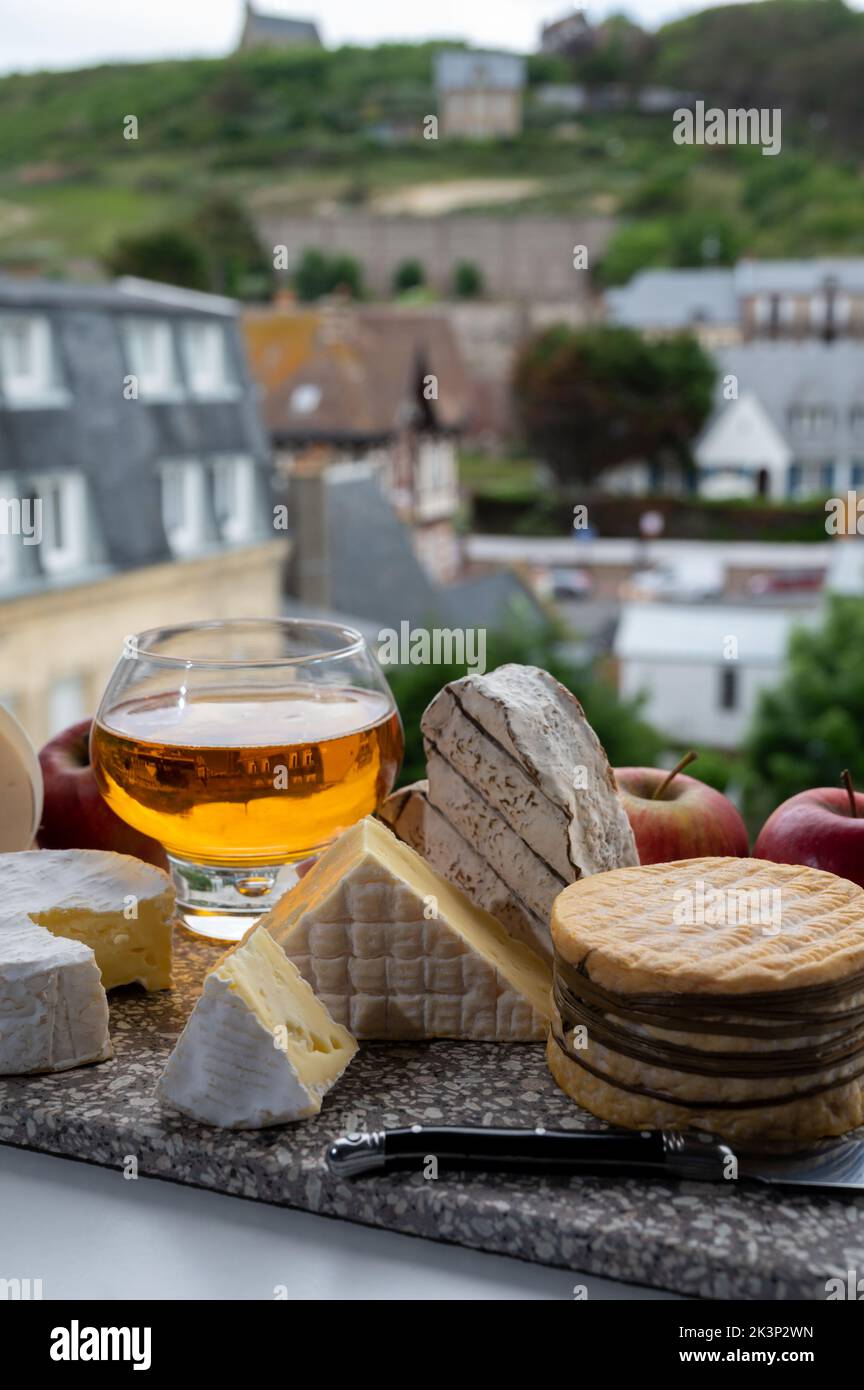 Cow cheeses of Normandy region camembert, livarot, neufchatel, pont l