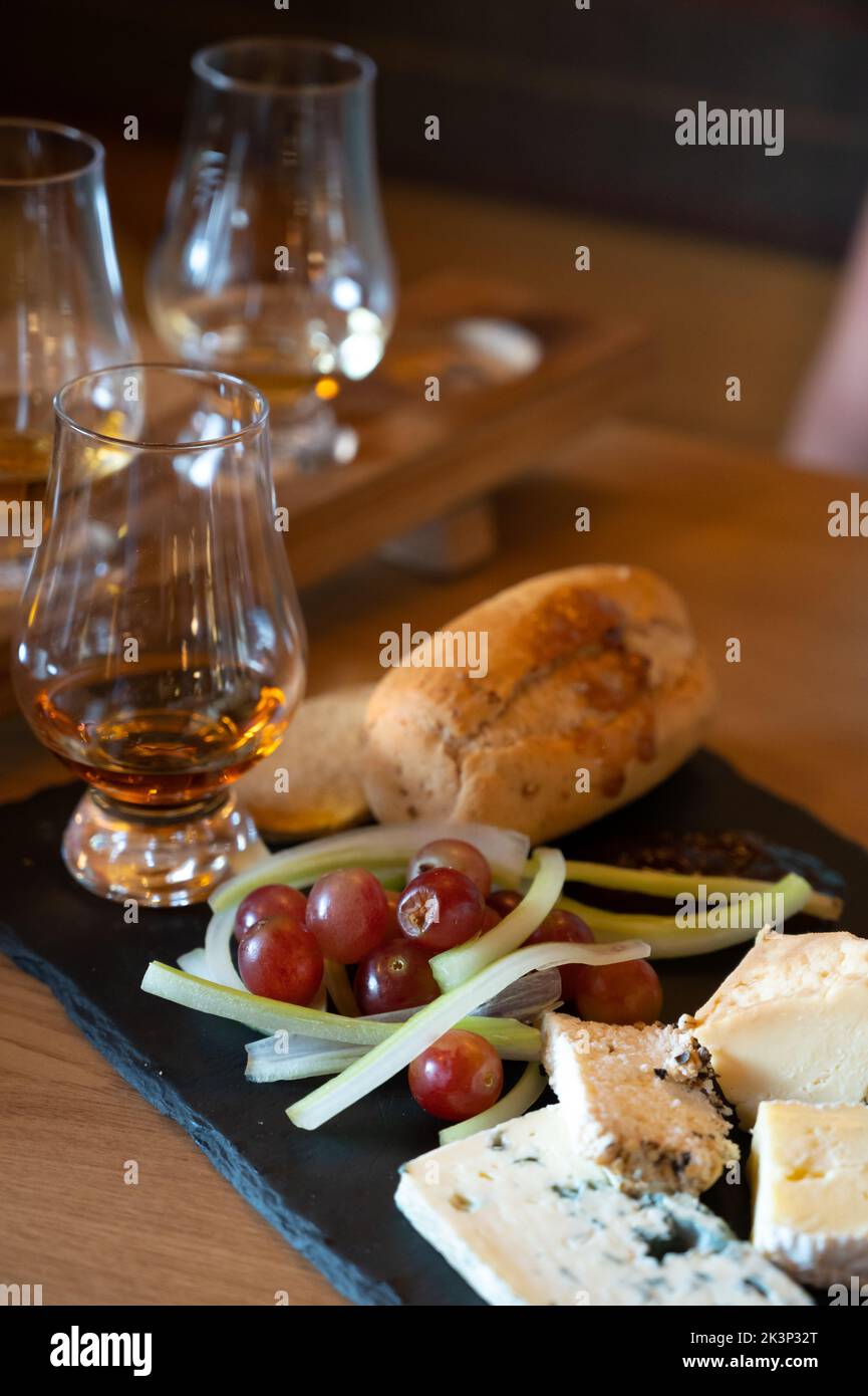Pairing of scotch whiskies and farmers scottish cheeses cheddar