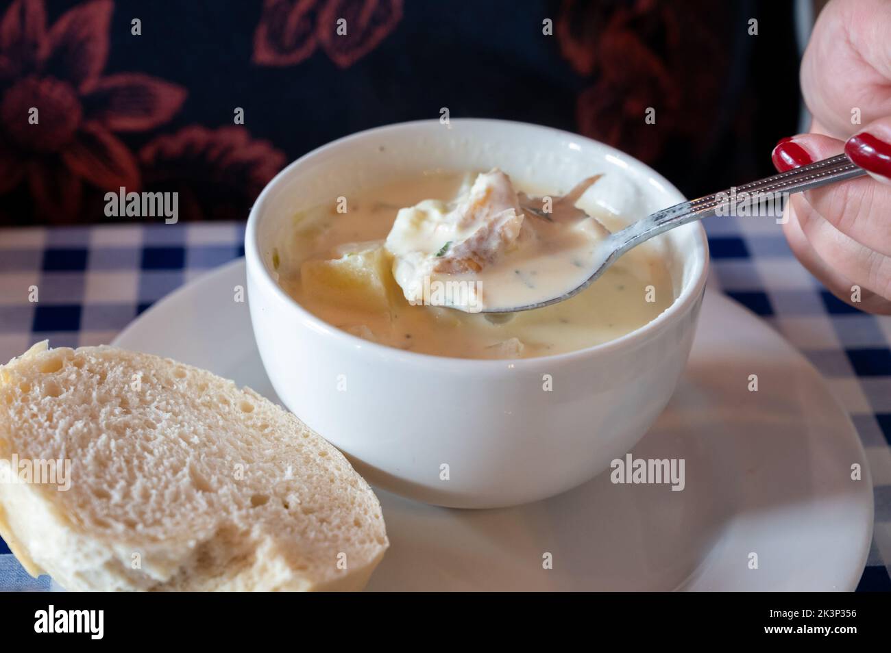 Traditional scottish white cream soup, cullen skink made with smoked ...