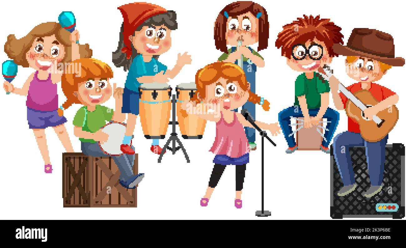 Kids playing musical instruments illustration Stock Vector Image & Art ...