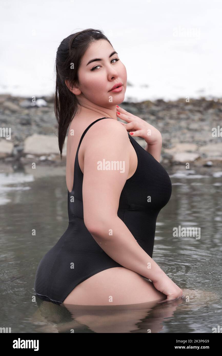 Beautiful Plus-size Model With Big Breast Smiling At Camera Stock Photo,  Picture and Royalty Free Image. Image 101966732.