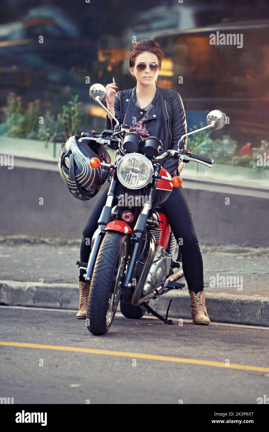 Woman in motorcycle mirror hi-res stock photography and images - Alamy