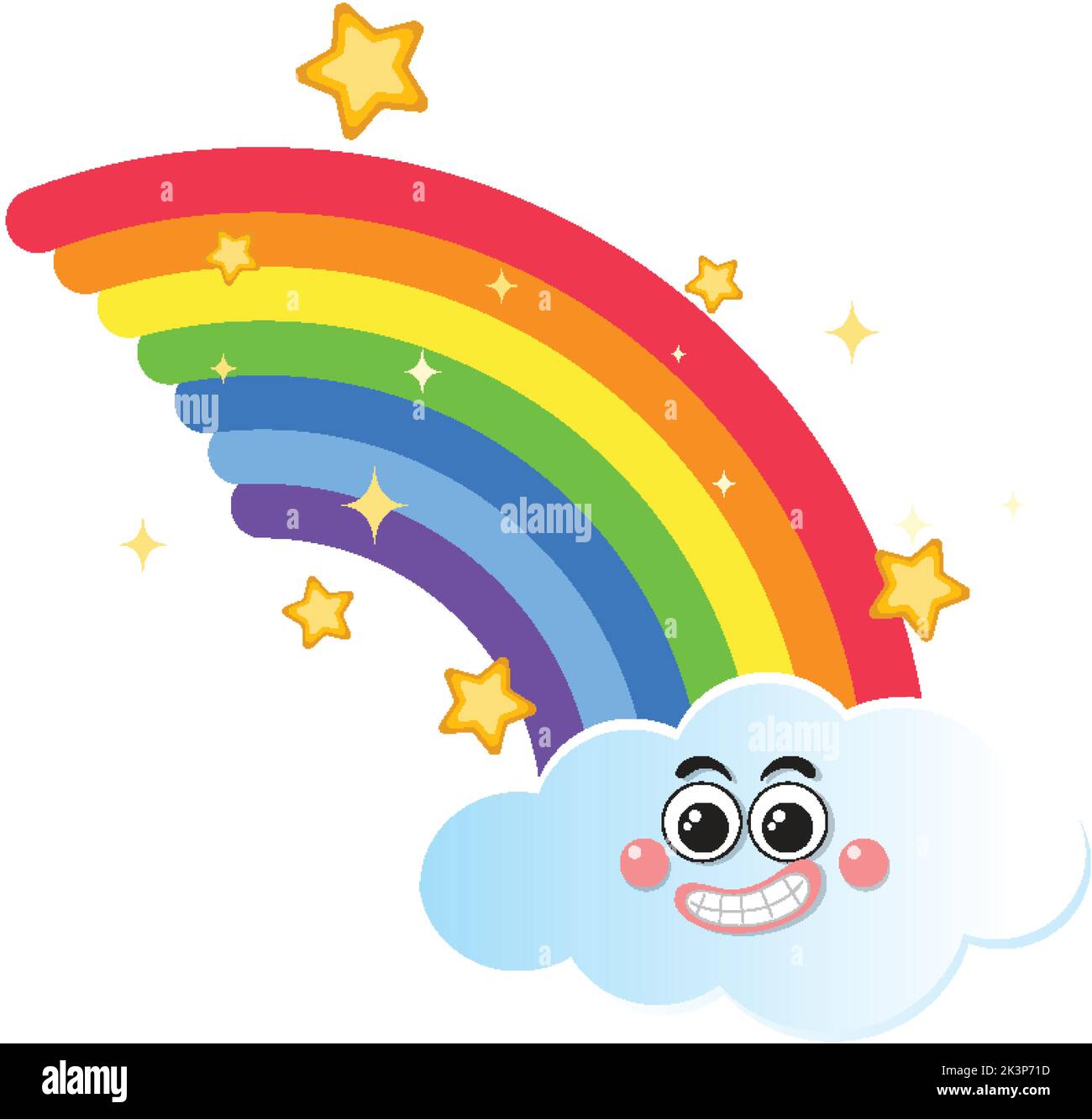 Rainbow with clouds in cartoon style illustration Stock Vector Image ...