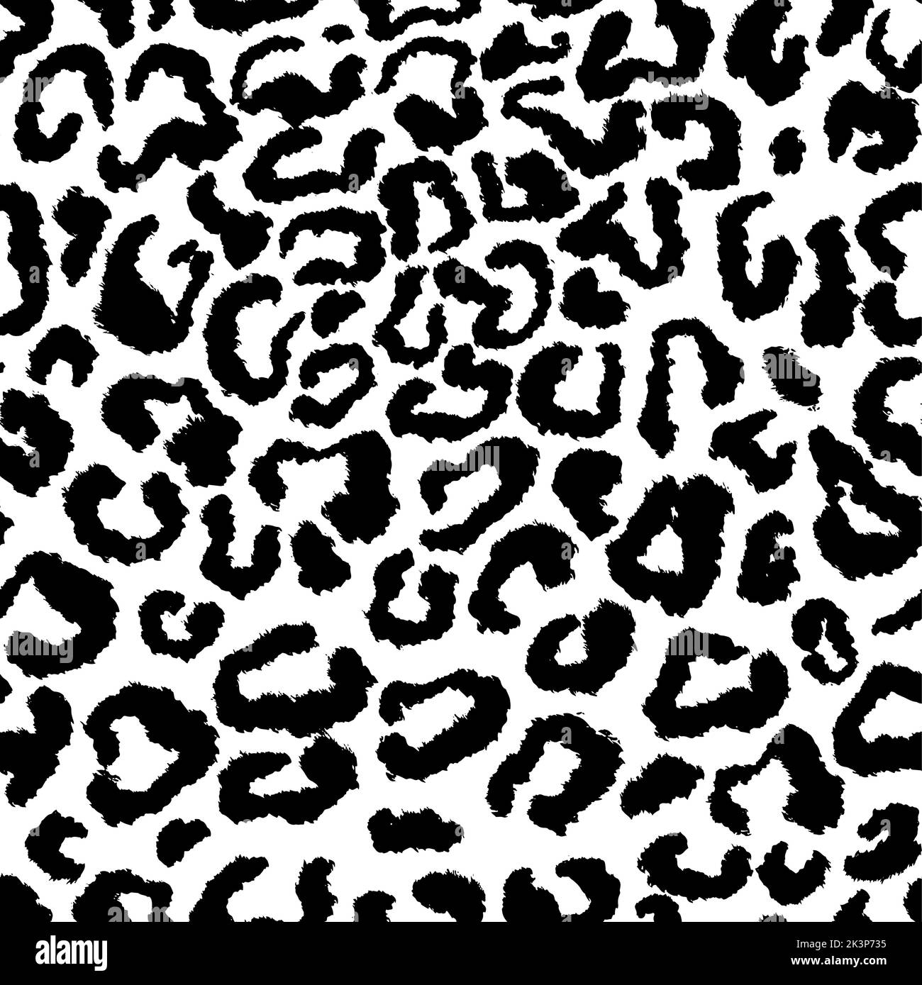 Leopard skin artwork imitation print. Vector seamless black and white ...